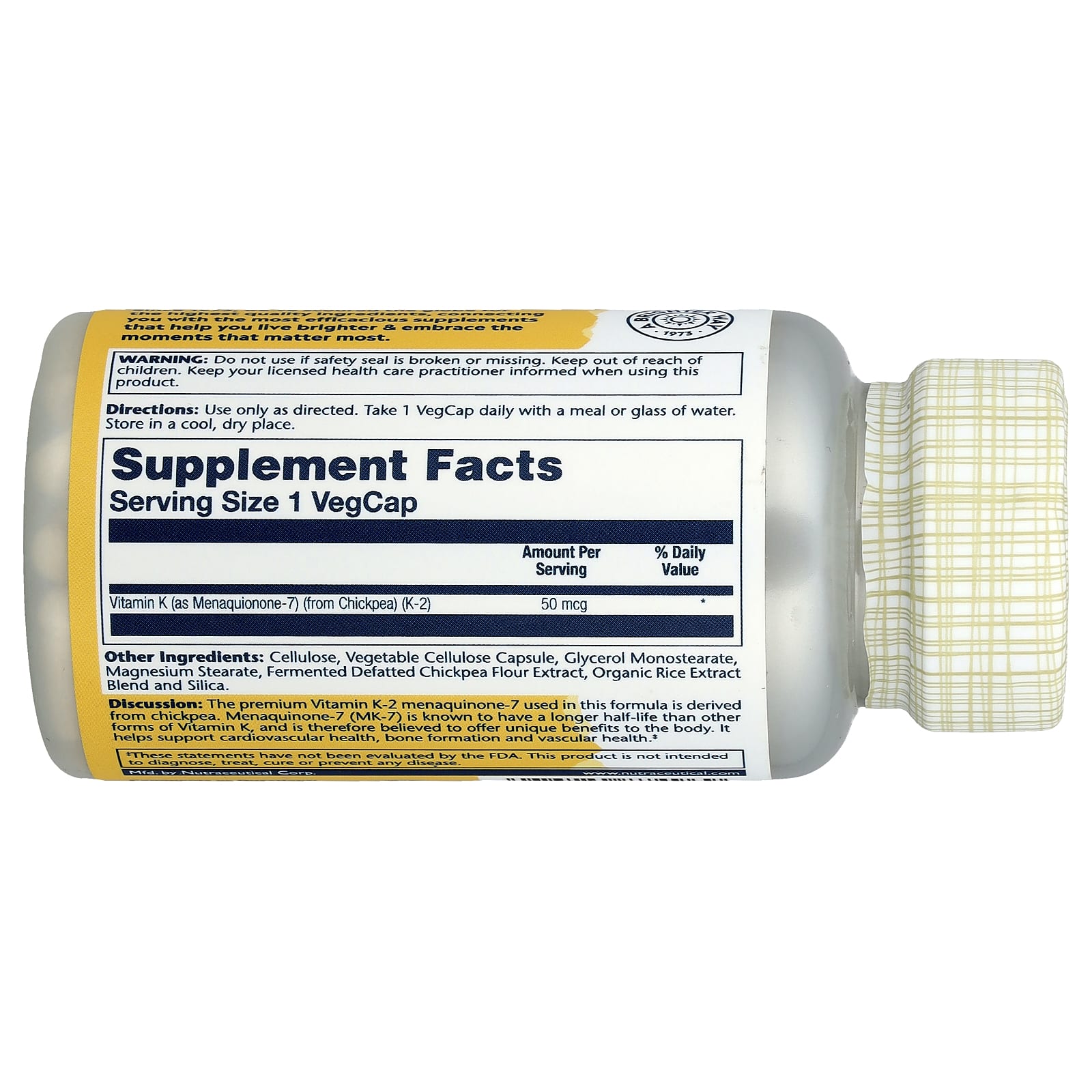 Solaray, Vitamin K-2 Menaquinone-7, 50 mcg, 60 VegCaps - Image 2