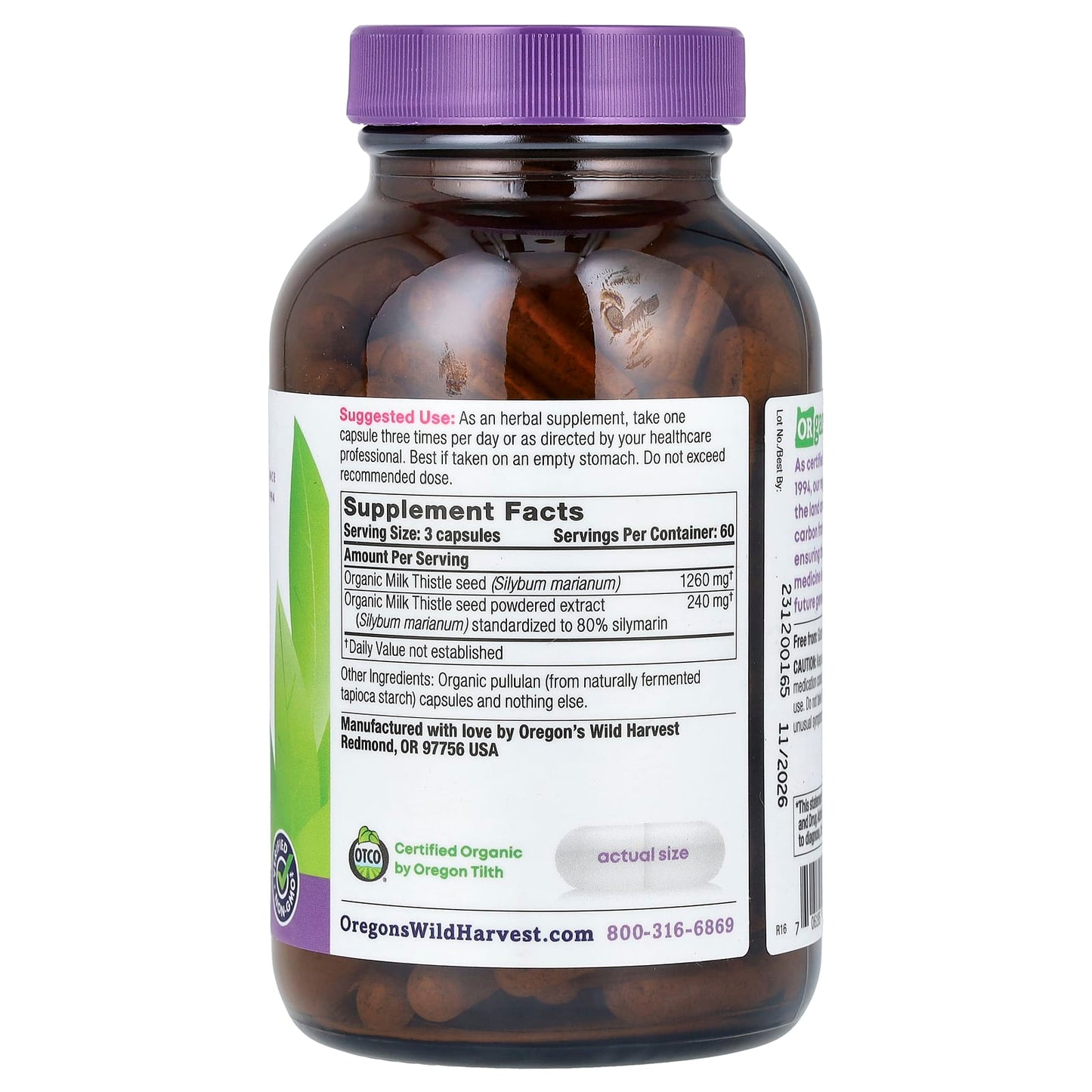 Oregon's Wild Harvest, Organic Milk Thistle, 180 Organic Vegan Capsules - Image 2
