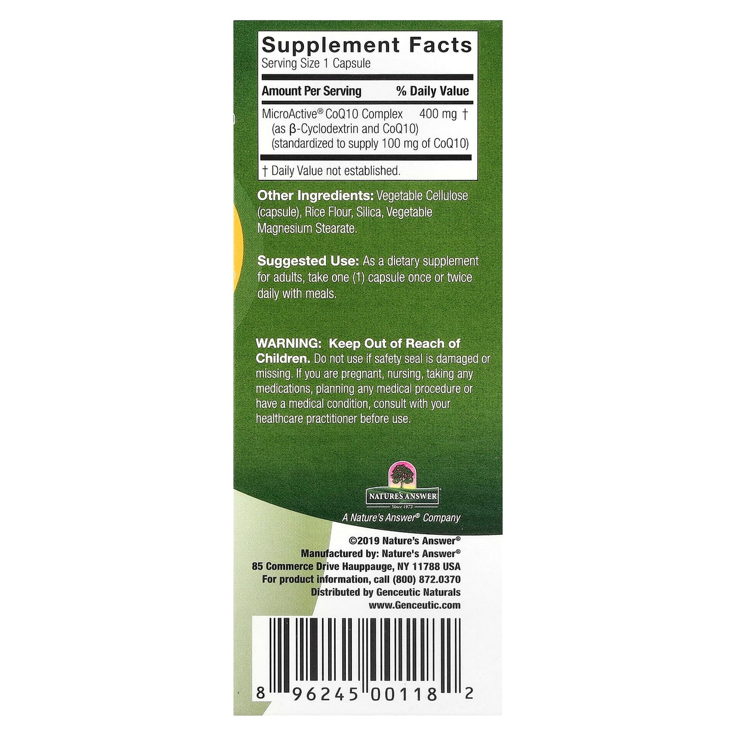 Genceutic Naturals 24hr CoQ10 100mg - Sustain Release Capsules - Image 2