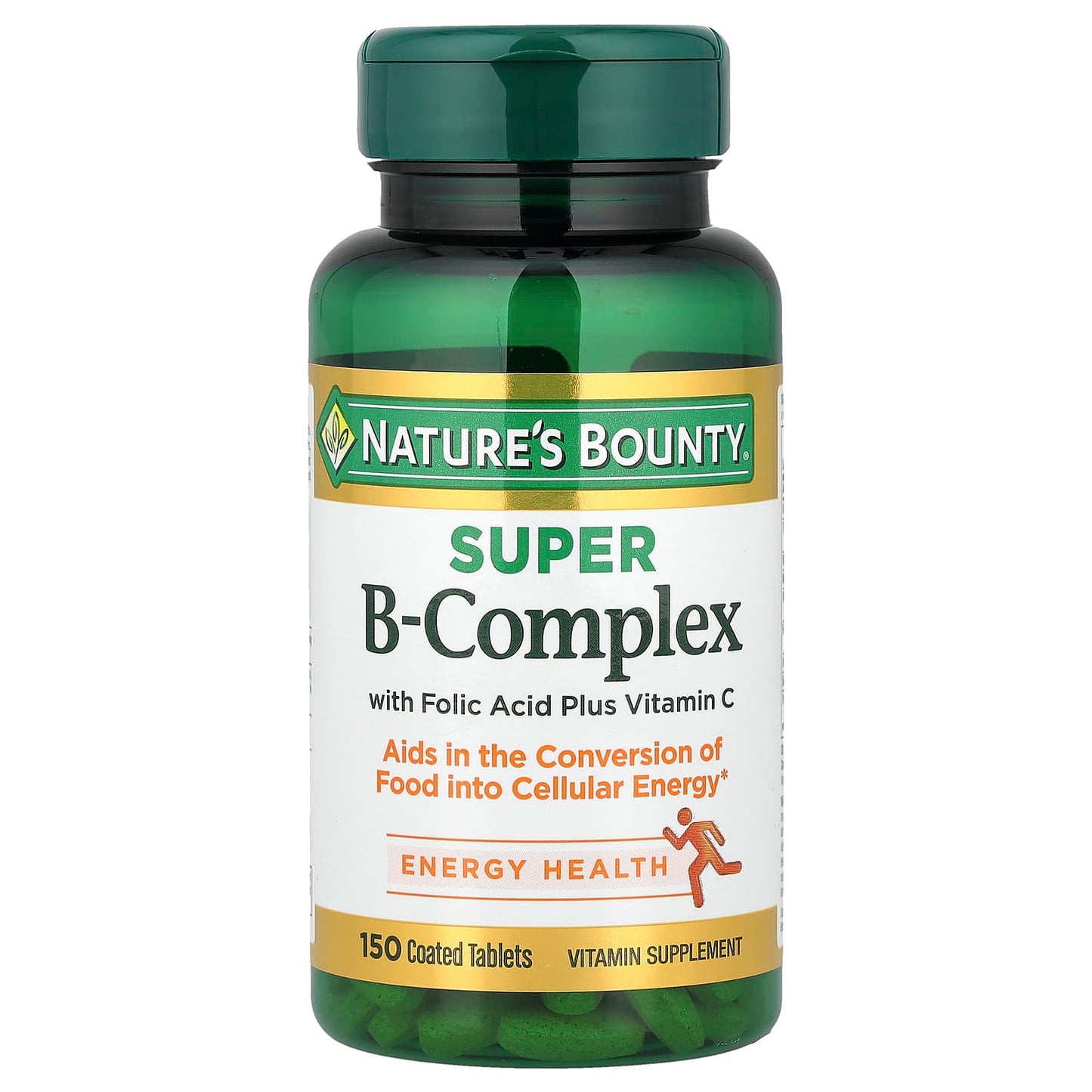 Nature's Bounty, Super B-Complex with Folic Acid Plus Vitamin C, 150 Coated Tablets - Image 1