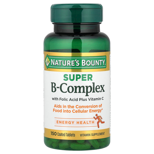 Nature's Bounty, Super B-Complex with Folic Acid Plus Vitamin C, 150 Coated Tablets - Image 1