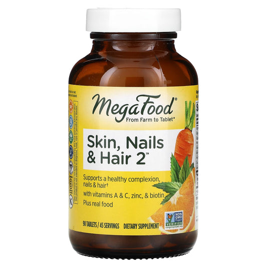 MegaFood, Skin, Nails & Hair 2, 90 Tablets - Image 1