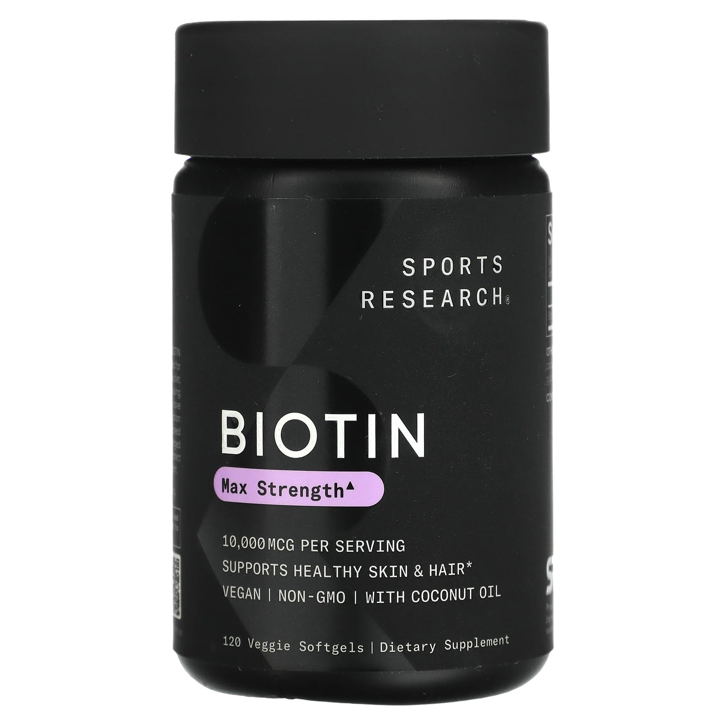 Sports Research, Biotin, Max Strength, 10,000 mcg, 120 Veggie Softgels - Image 1