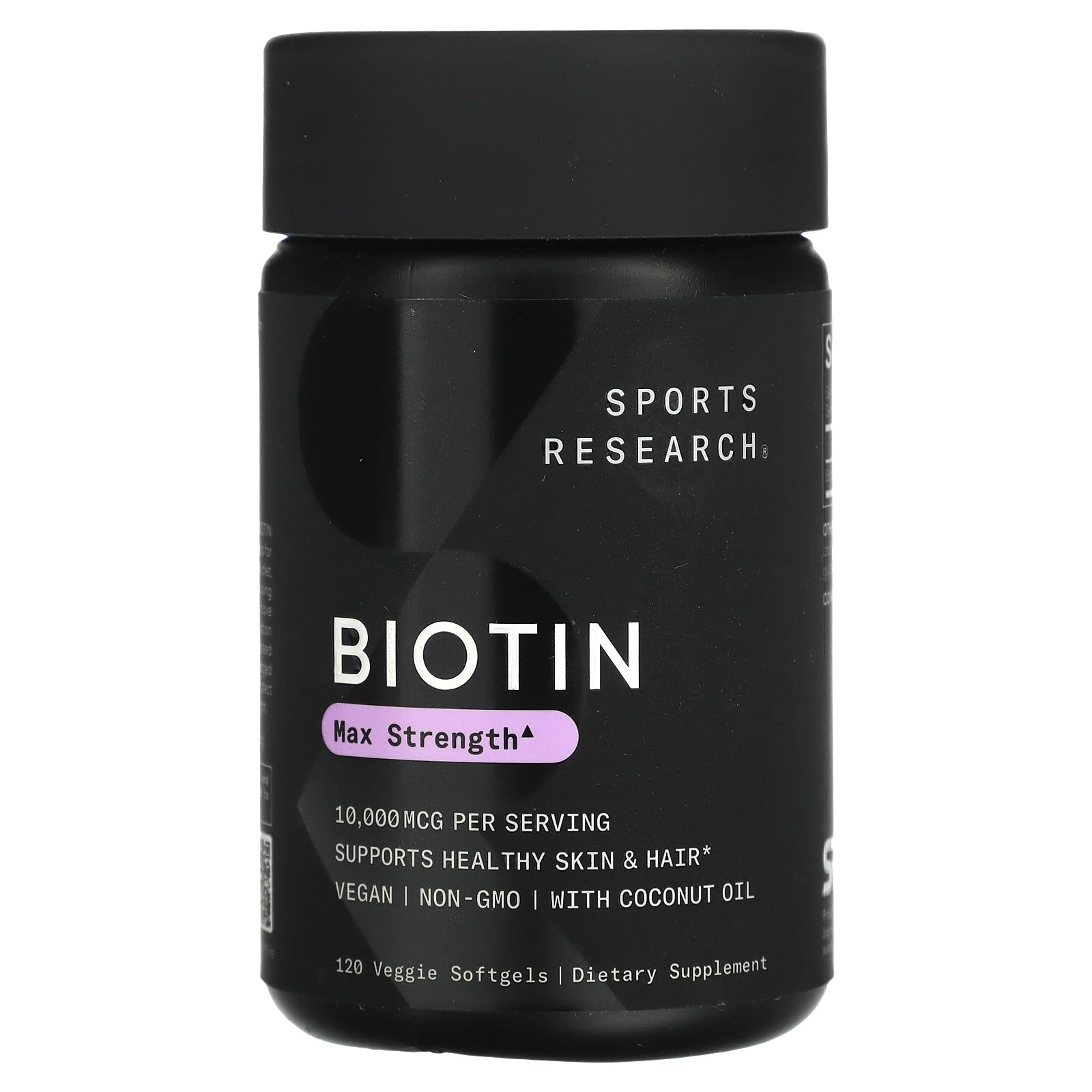 Sports Research, Biotin, Max Strength, 10,000 mcg, 120 Veggie Softgels - Image 1