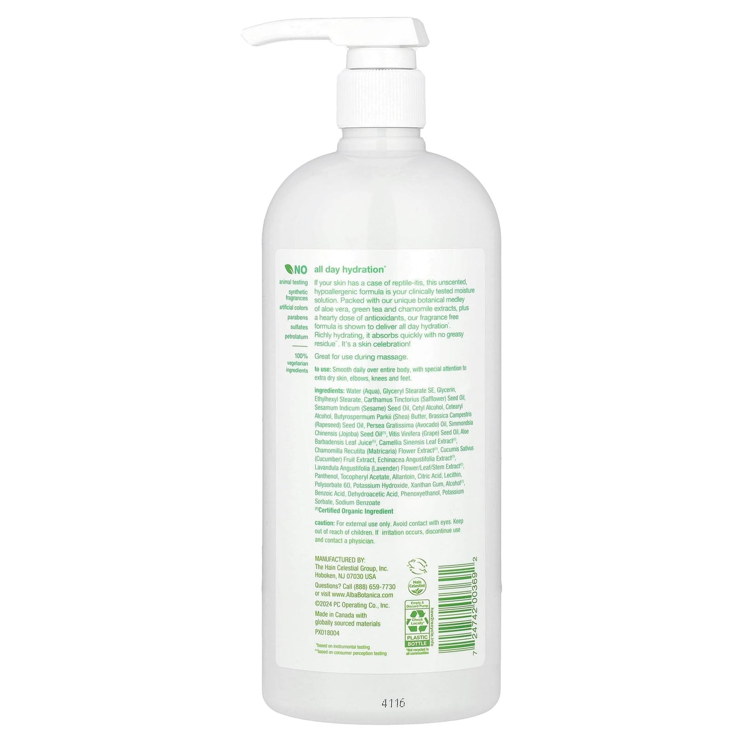 Alba Botanica Daily Moisturizing Lotion for Sensitive Skin, Fragrance Free, 32 fl oz - Image 2