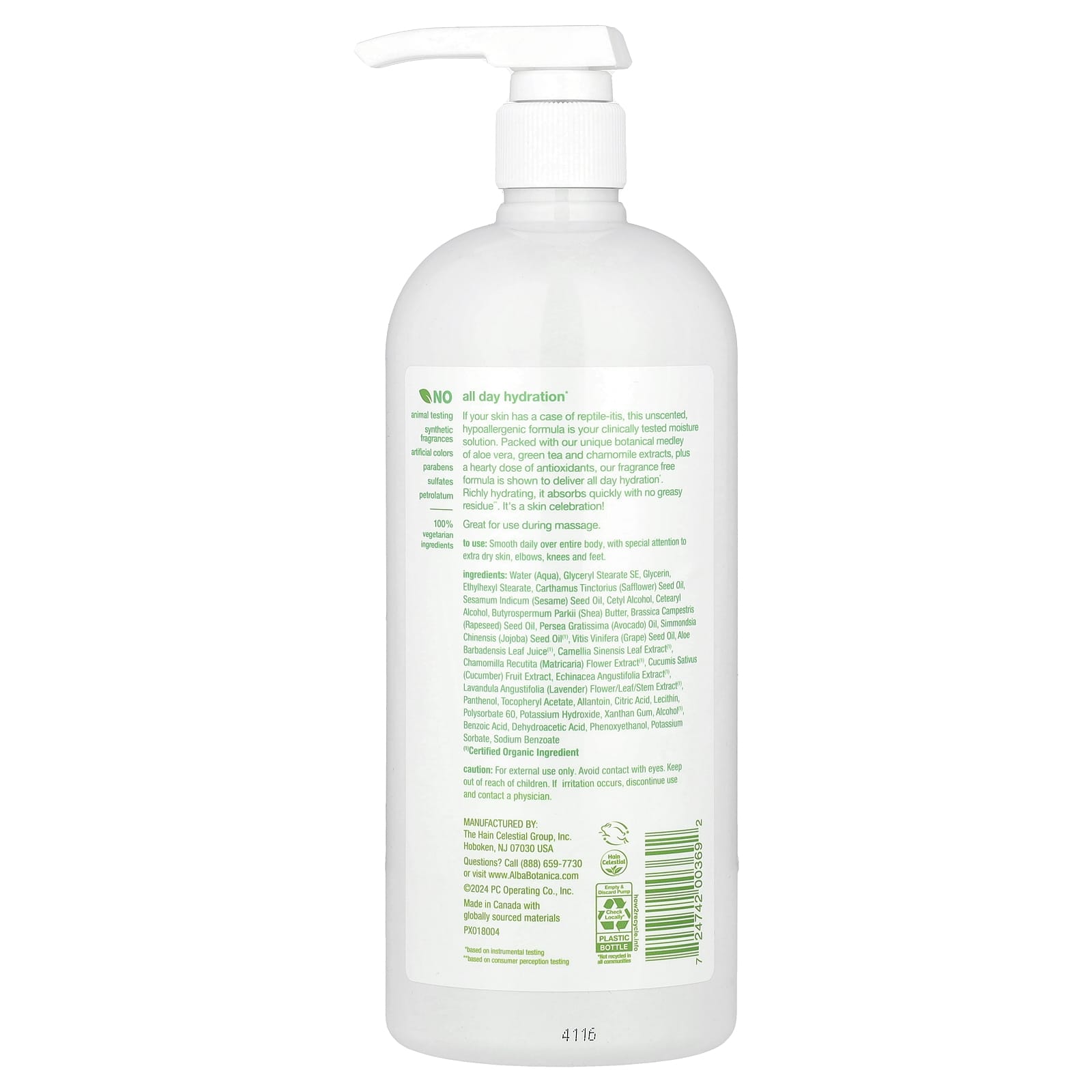 Alba Botanica Daily Moisturizing Lotion for Sensitive Skin, Fragrance Free, 32 fl oz - Image 2