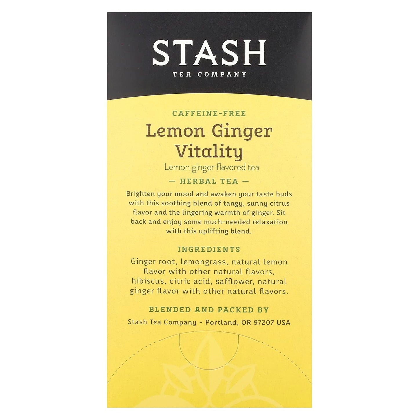 Stash Tea, Herbal Tea, Lemon Ginger Vitality, Caffeine-Free, 20 Tea Bags, 1.1 oz (34 g) - Image 2