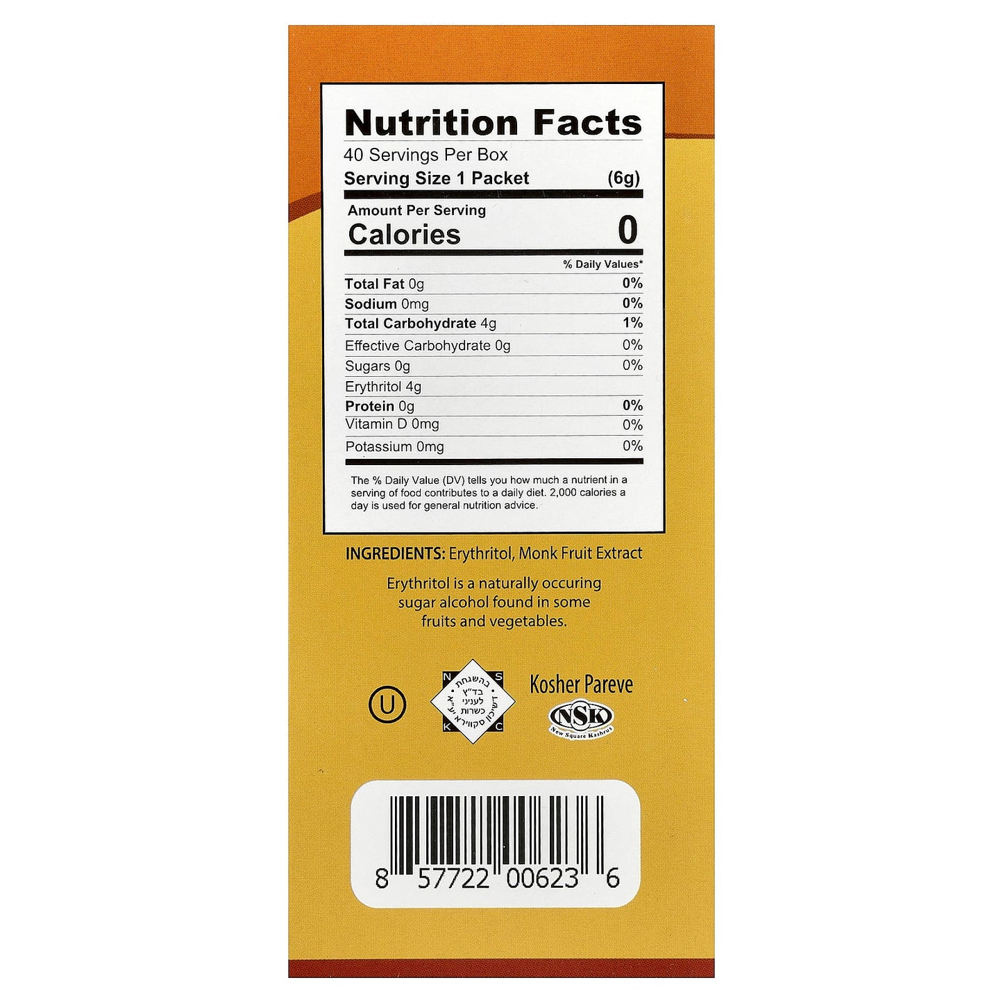 All-Natural Monk Fruit Sweetener by Health Garden - 40 Packets, 0.21 oz Each - Image 2