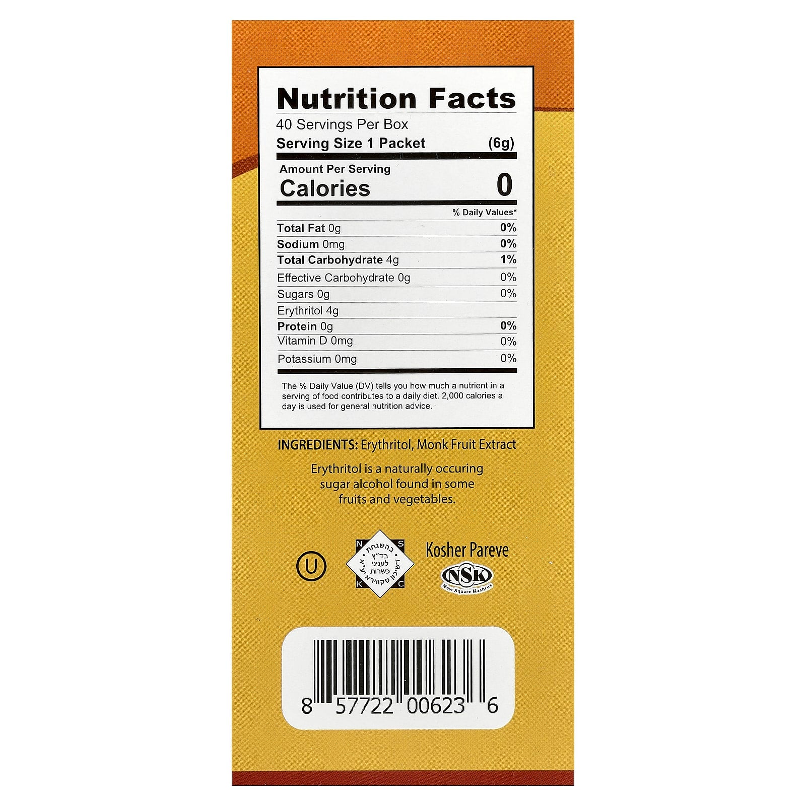 All-Natural Monk Fruit Sweetener by Health Garden - 40 Packets, 0.21 oz Each - Image 2