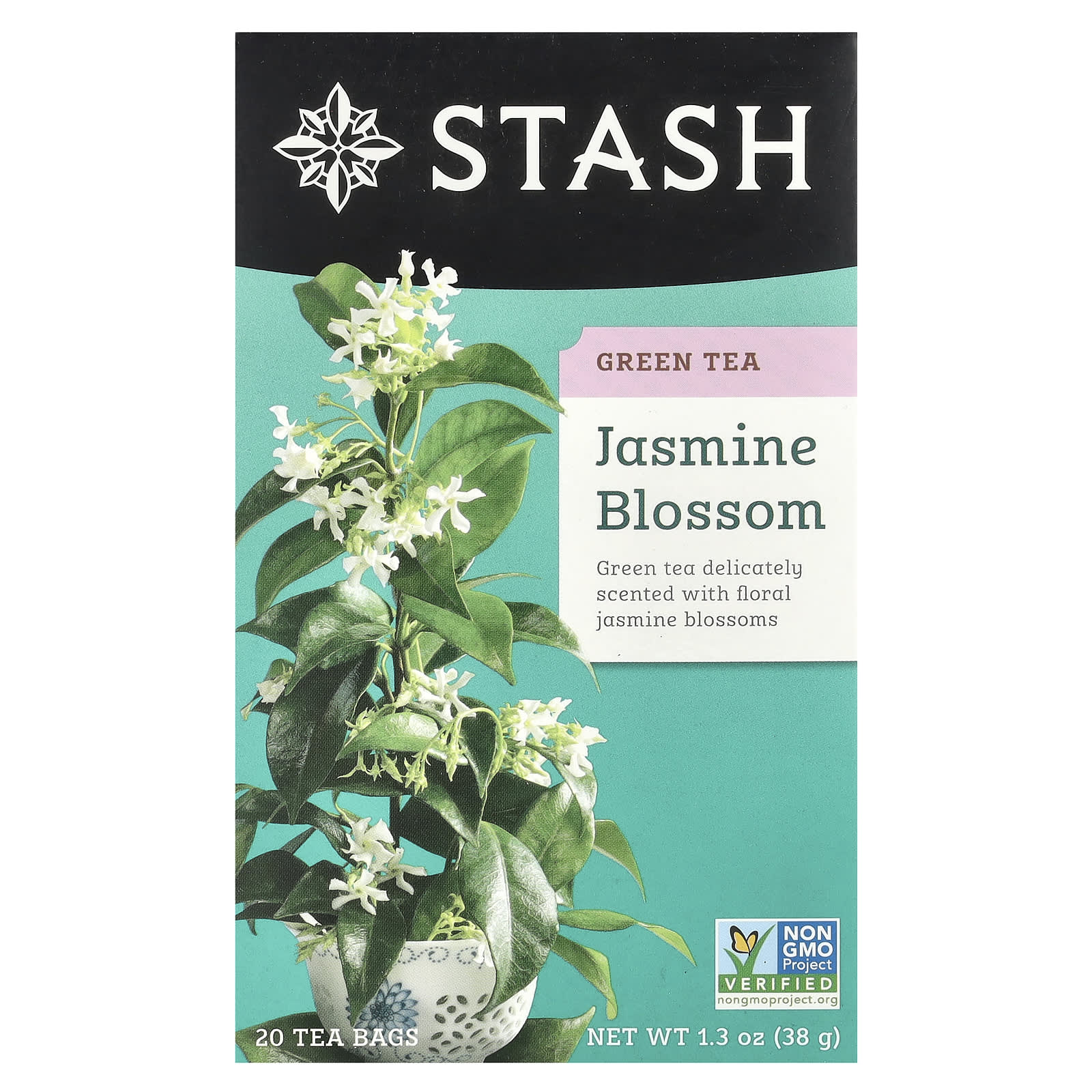 Stash Tea, Green Tea, Jasmine Blossom, 20 Tea Bags, 1.3 oz (38 g) - Image 1