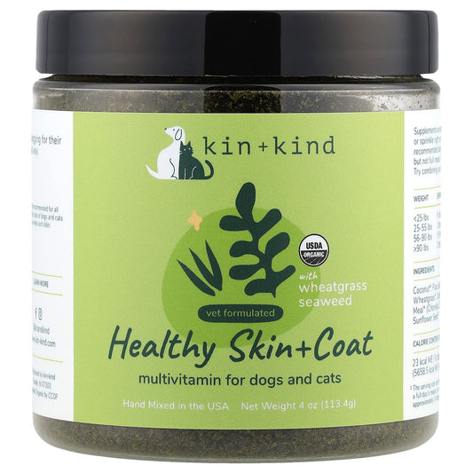 Kin+Kind, Healthy Skin + Coat, Multivitamin For Dogs and Cats, 4 oz (113.4 g) - Image 1