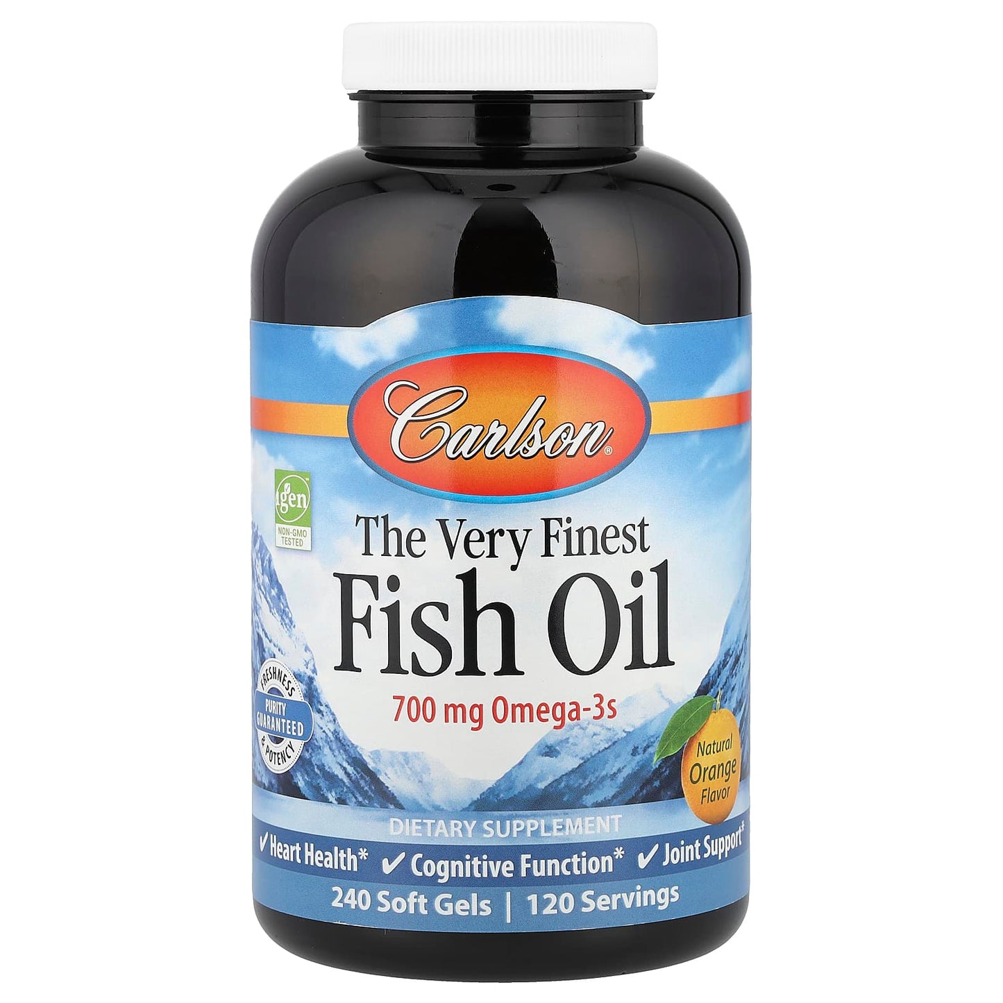 Carlson The Very Finest Fish Oil, Natural Orange, 240 Soft Gels for Heart Health - Image 1
