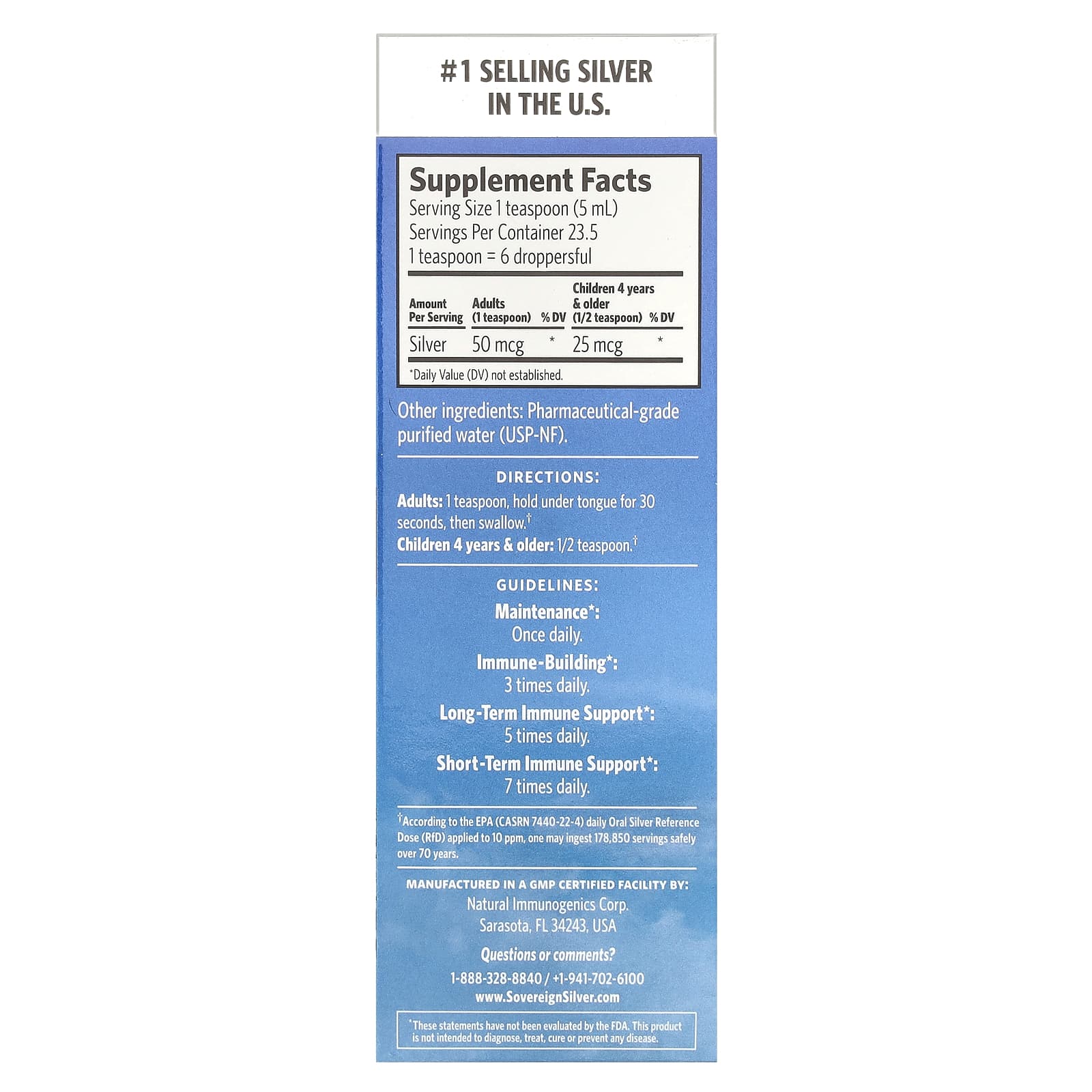 Sovereign Silver, Bio-Active Silver Hydrosol ™ Dropper-Top, Daily + Immune Support, 10 PPM, 4 fl oz (118 ml) - Image 2