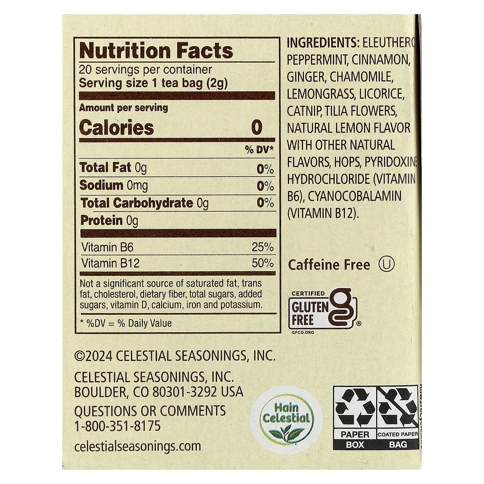 Caffeine-Free Herbal Tea for Tension Relief, 20 Tea Bags - Image 2