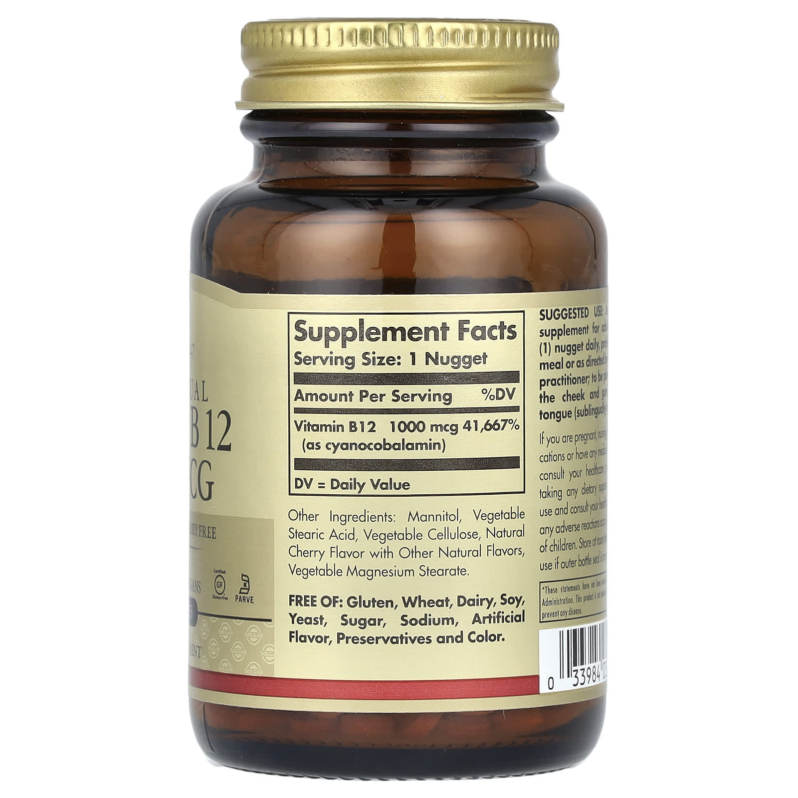 Solgar, Sublingual Vitamin B12, 1,000 mcg, 250 Nuggets - Image 2
