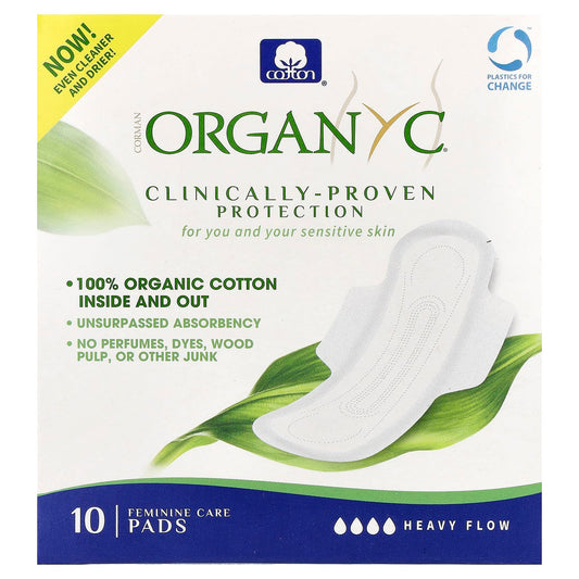 Organyc, Organic Cotton Pads, Heavy Flow, 10 Pads - Image 1