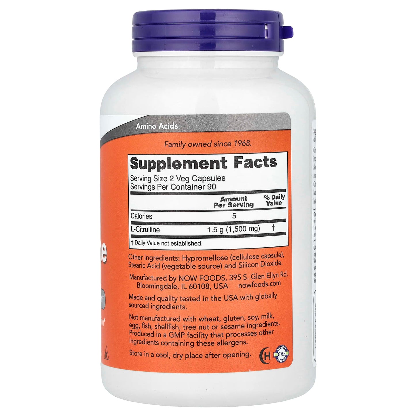 NOW Foods, L-Citrulline, 750 mg, 180 Veg Capsules - Image 2