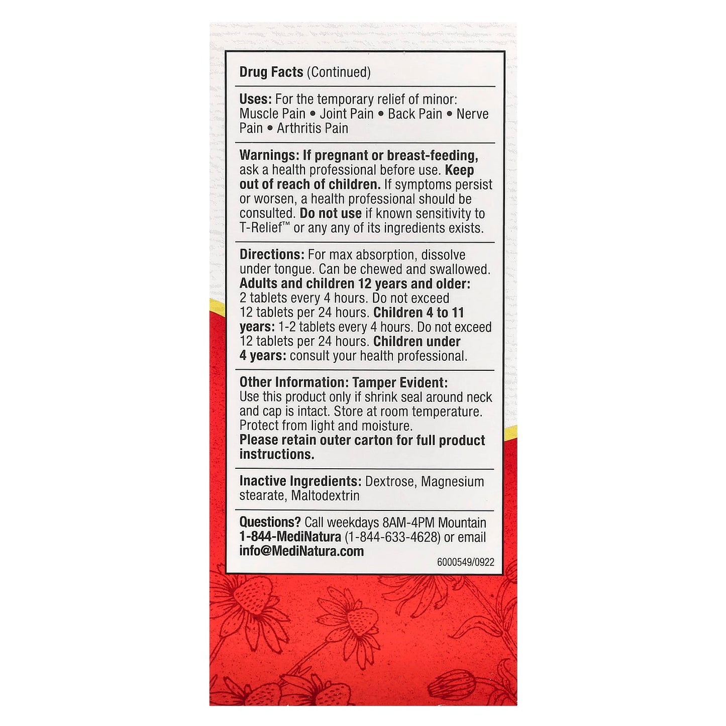 MediNatura, T-Relief, Arnica +12, Extra Strength, 100 Tablets - Image 2