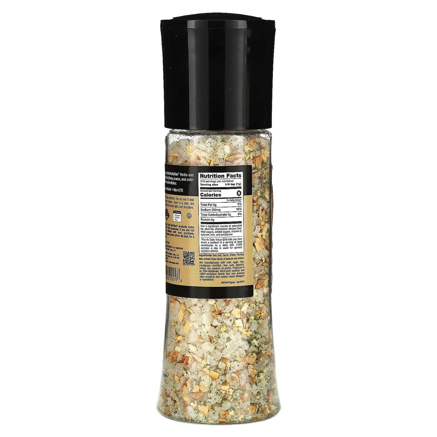 California Gold Nutrition Garlic Sea Salt Grinder, 9.52 oz (270g) - Image 2