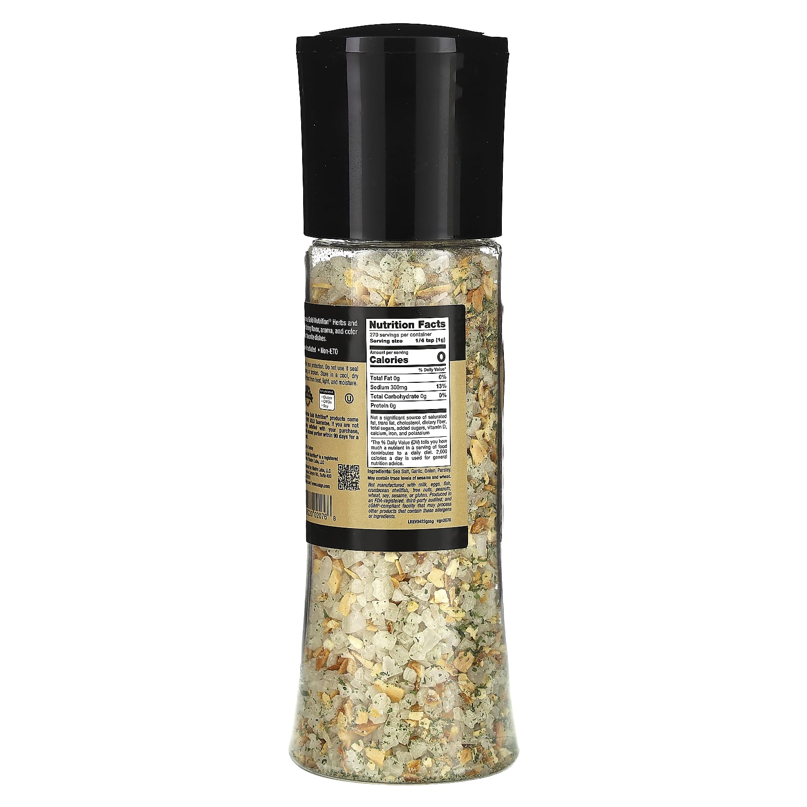 California Gold Nutrition Garlic Sea Salt Grinder, 9.52 oz (270g) - Image 2
