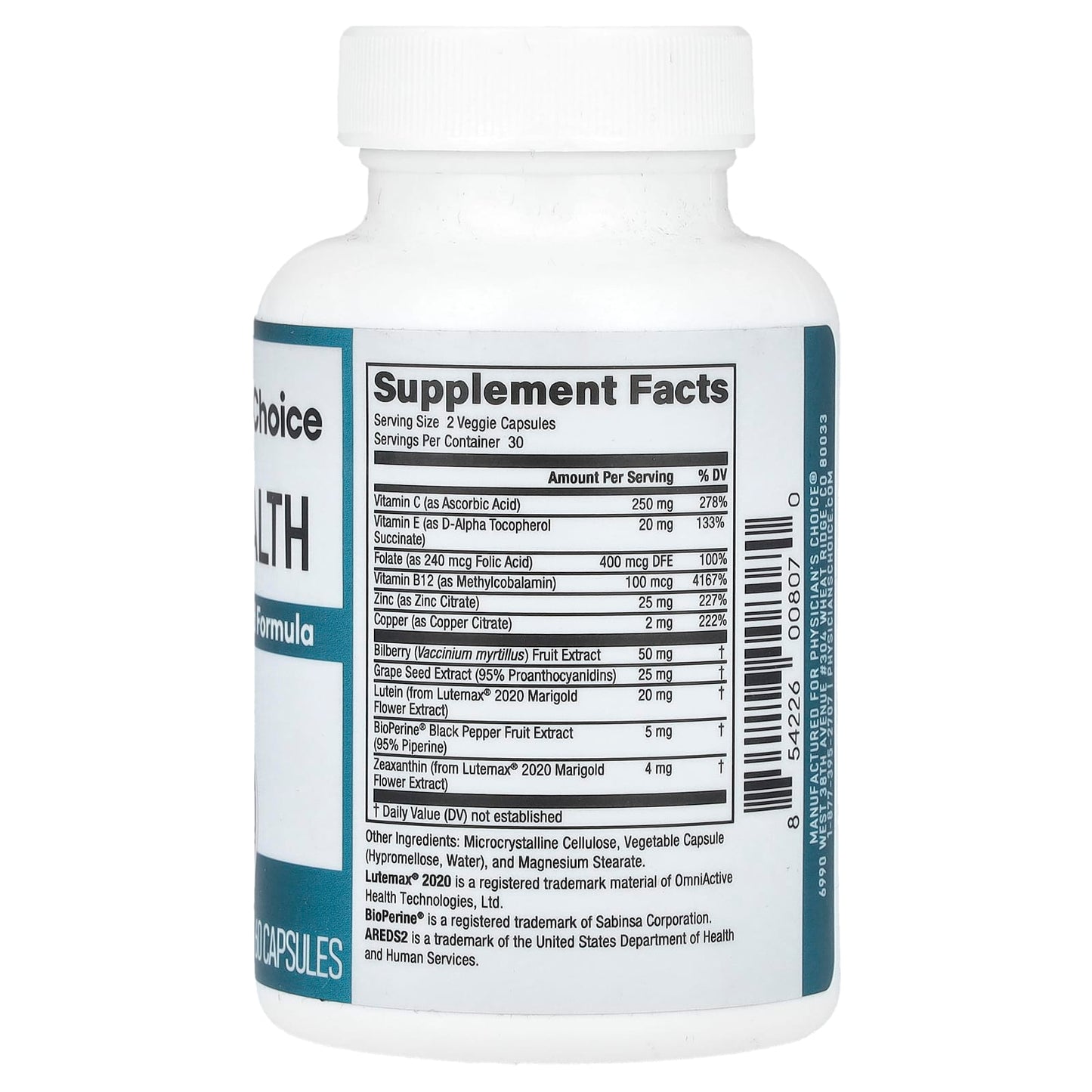 Physician's Choice, Eye Health, Areds2 Inspired Formula, 60 Capsules - Image 2