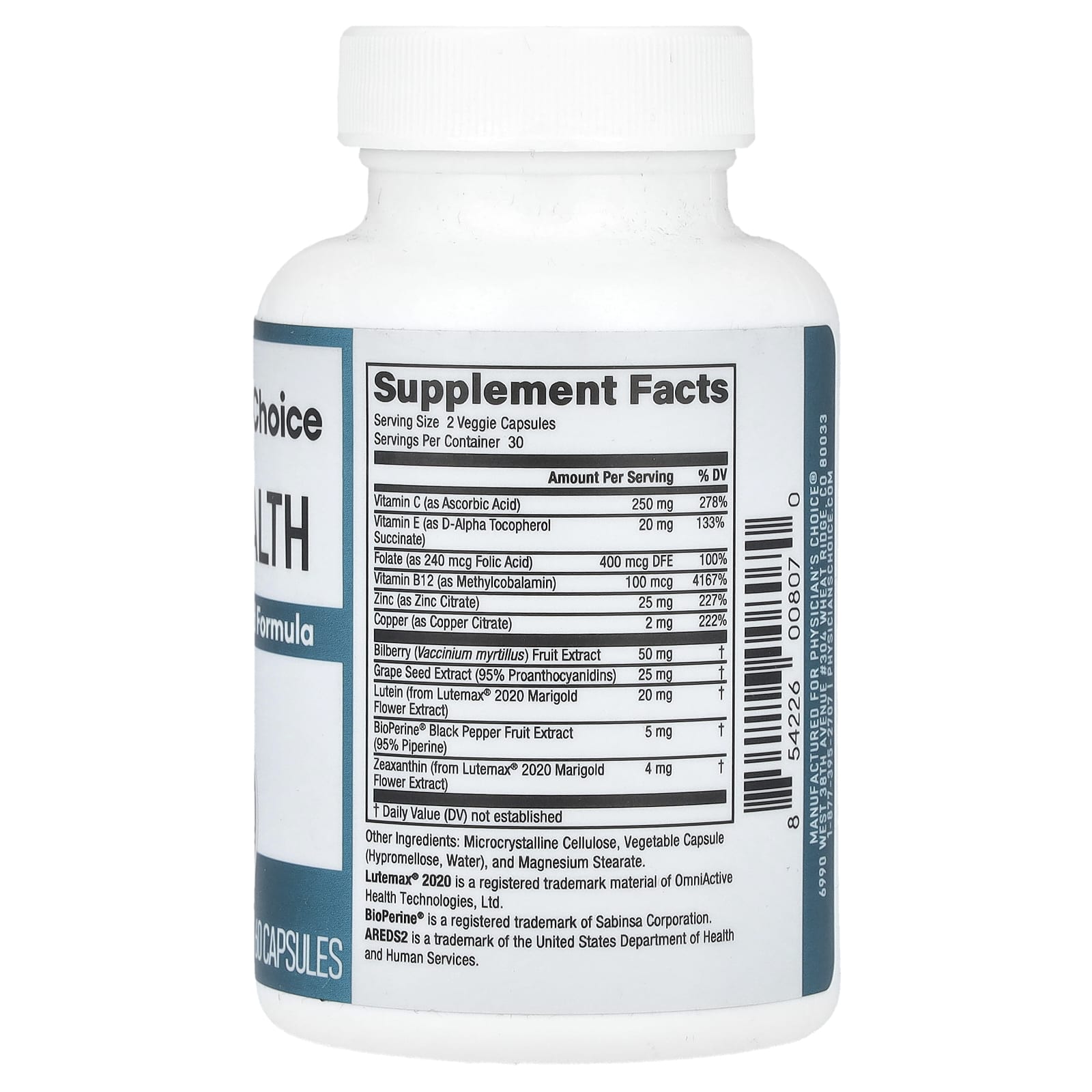 Physician's Choice, Eye Health, Areds2 Inspired Formula, 60 Capsules - Image 2
