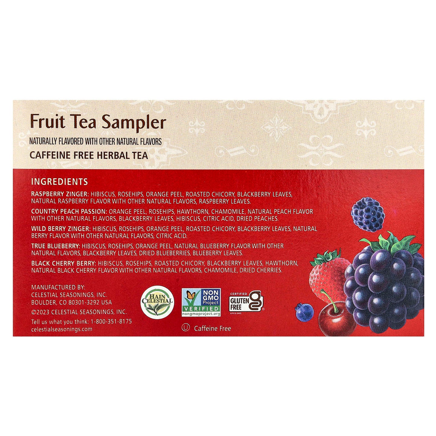Celestial Seasonings Fruit Tea Sampler, 5 Flavors, Caffeine Free, 18 Tea Bags - Image 2