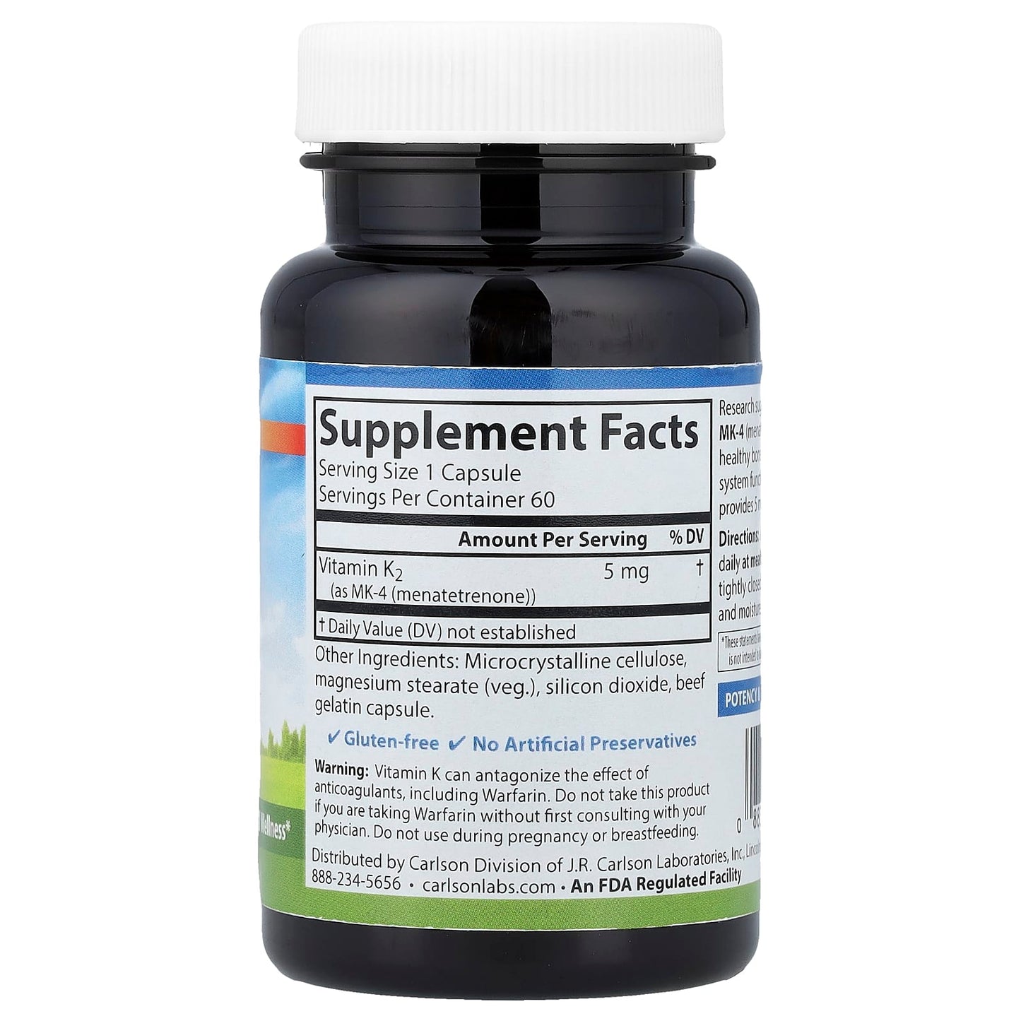 Carlson Vitamin K2 MK-4 5mg Supports Bone & Heart Health - Image 2