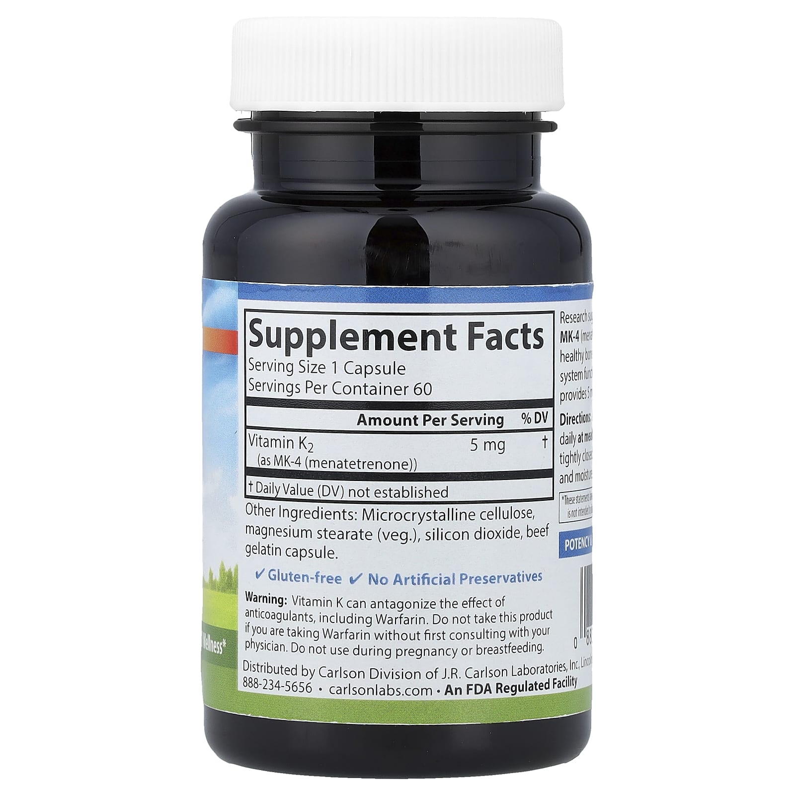 Carlson Vitamin K2 MK-4 5mg Supports Bone & Heart Health - Image 2