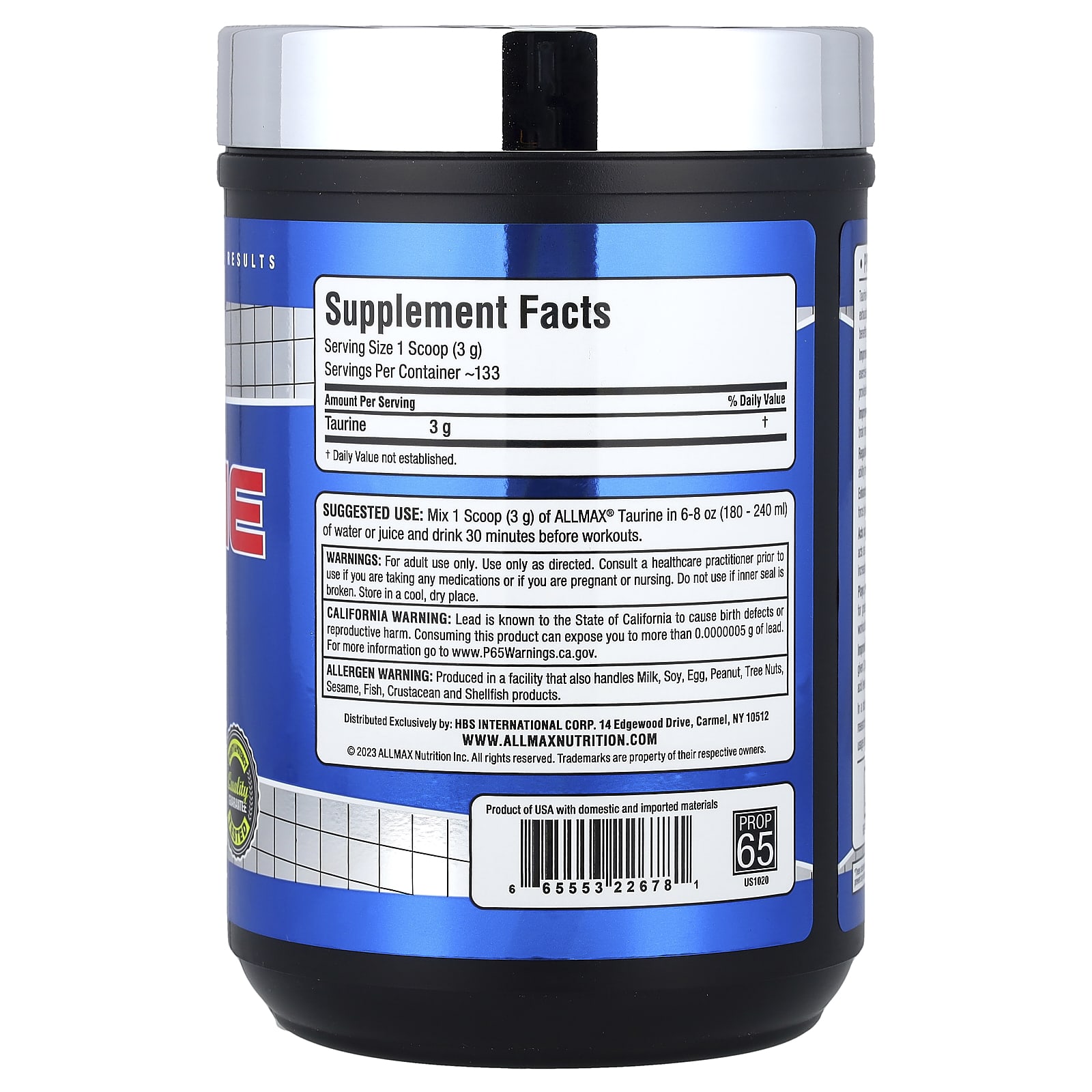 ALLMAX Taurine Supplement for Energy and Performance - Image 2