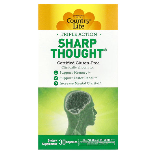 Country Life Triple Action Sharp Thought, 30 Capsules for Brain Health - Image 1