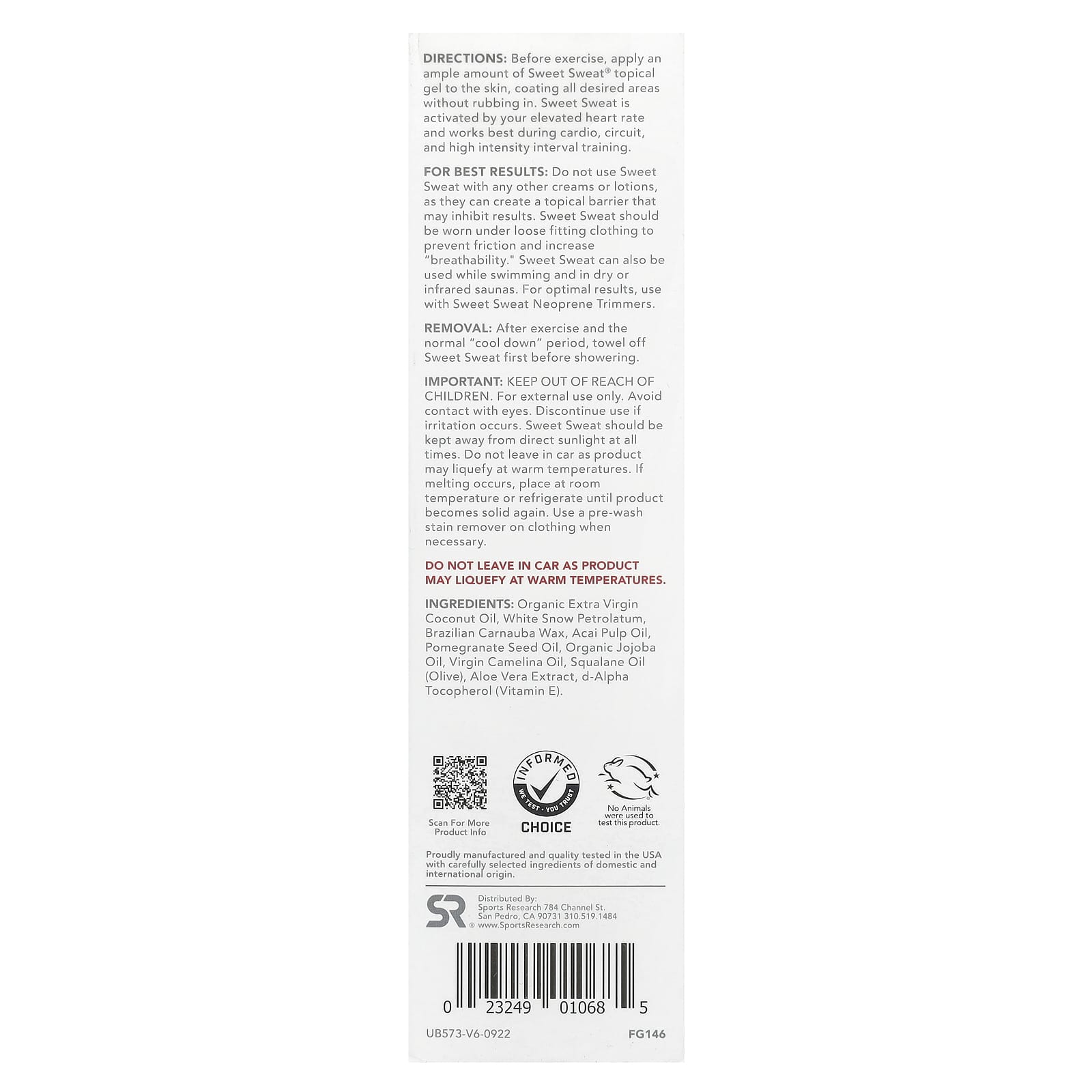 Sports Research, Sweet Sweat®, Workout Enhancer, Coconut, 6.4 oz (182 g) - Image 2