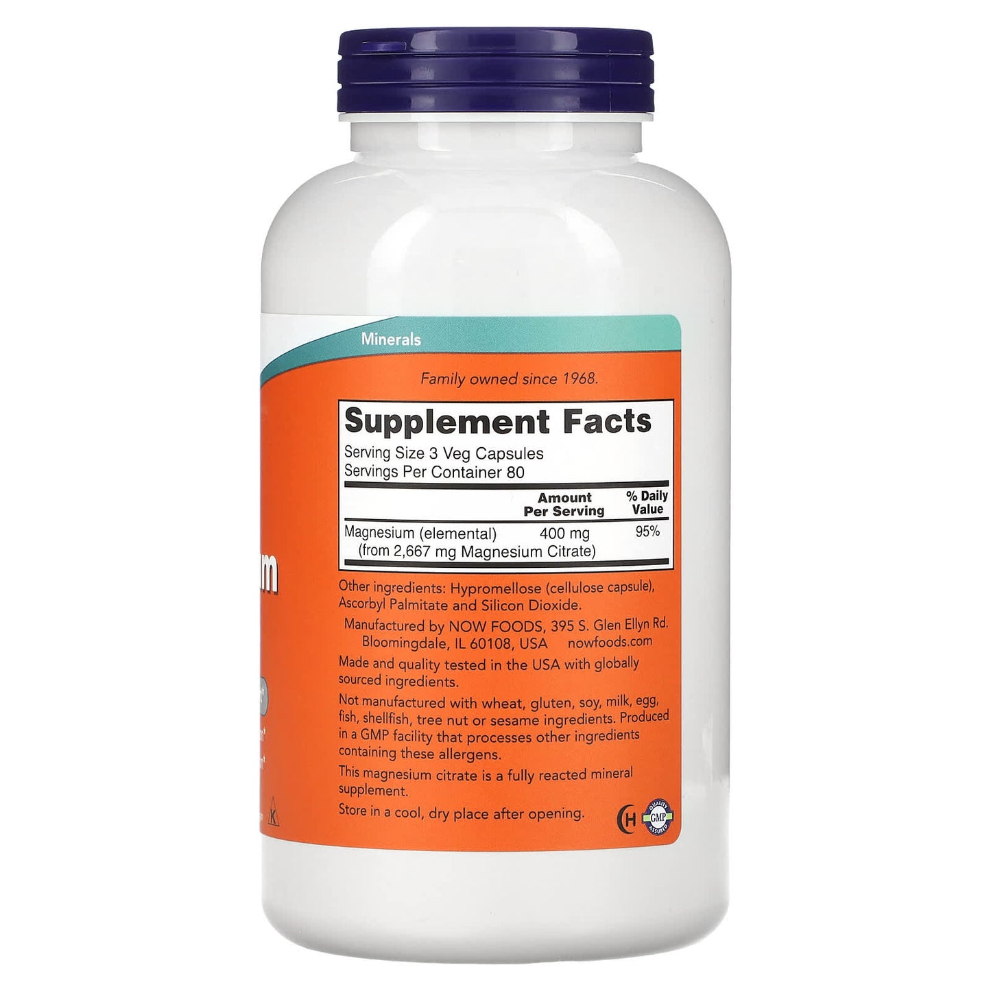 NOW Foods, Magnesium Citrate, 240 Veg Capsules (133 mg per Capsule) - Image 2