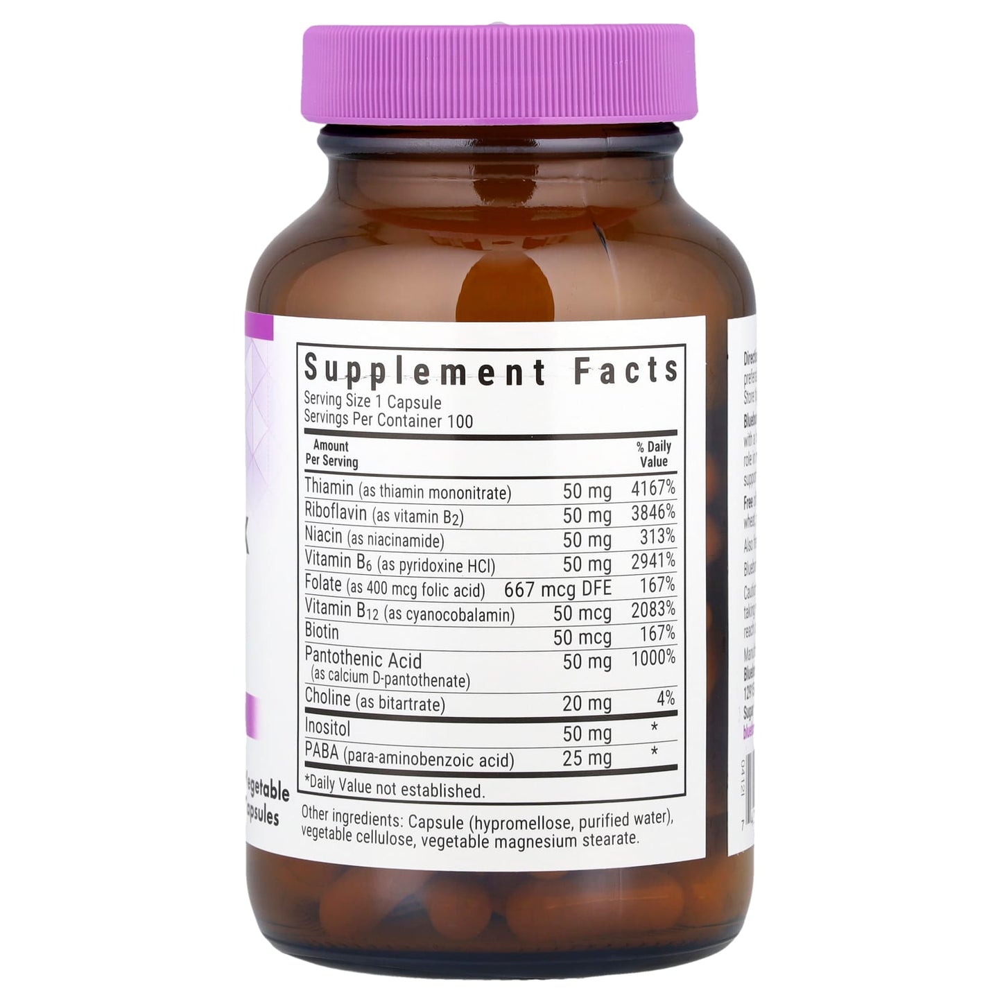 Bluebonnet Nutrition B-Complex 50 - 100 Veggie Capsules for Energy & Brain Health - Image 2