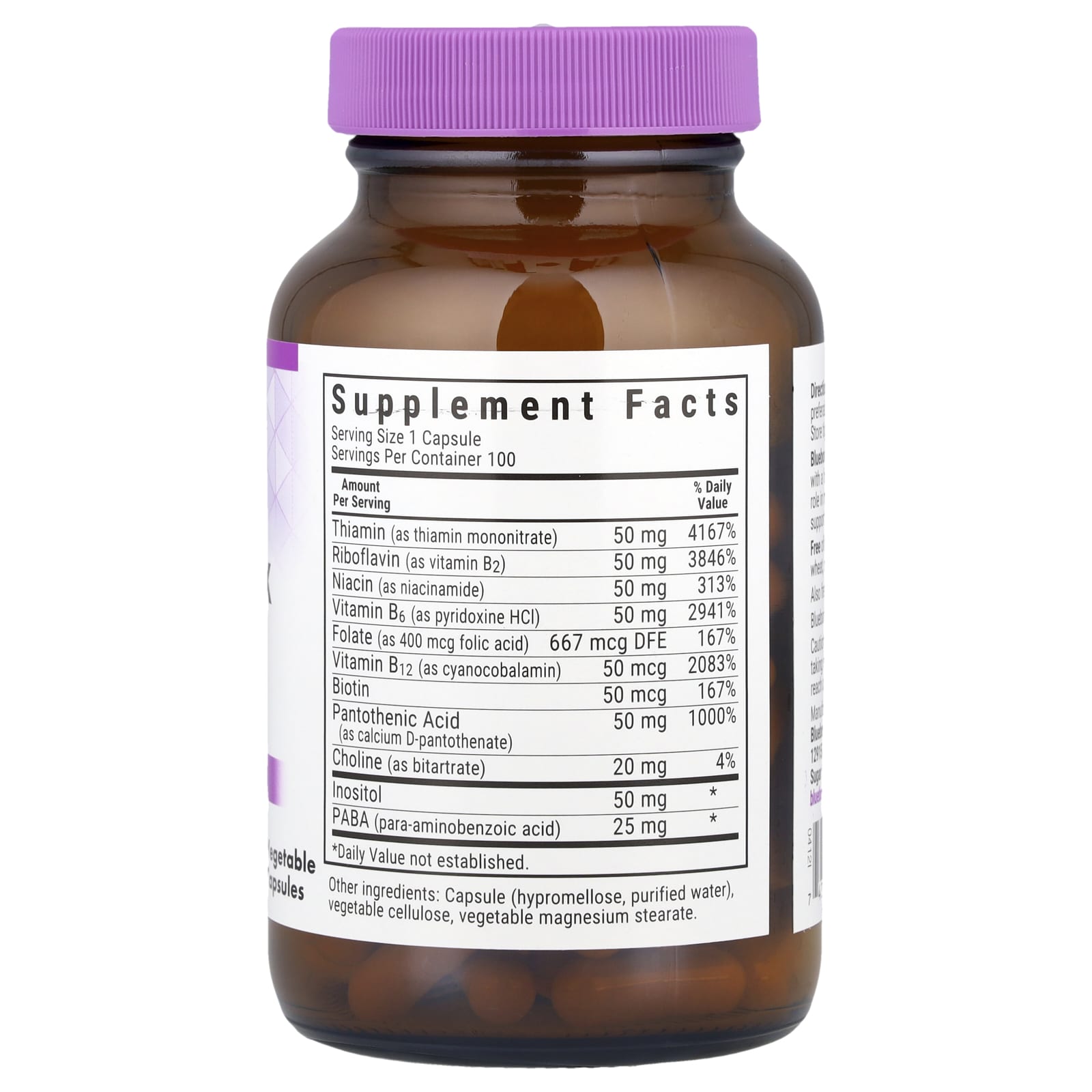 Bluebonnet Nutrition B-Complex 50 - 100 Veggie Capsules for Energy & Brain Health - Image 2