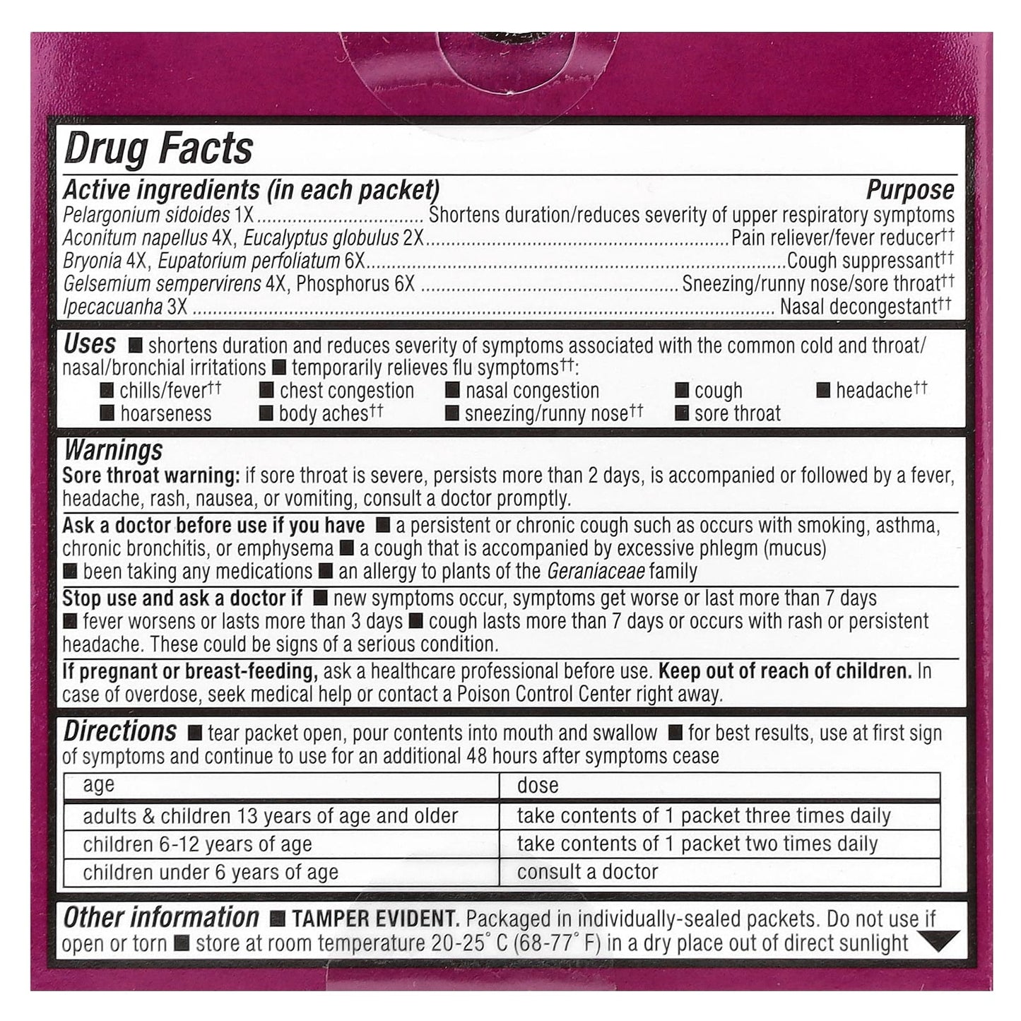 Nature's Way, Umcka®, Cold + Flu Relief Fastactives®, Ages 6+, Berry, 10 Packets, 0.03 oz (0.9 g) each - Image 2