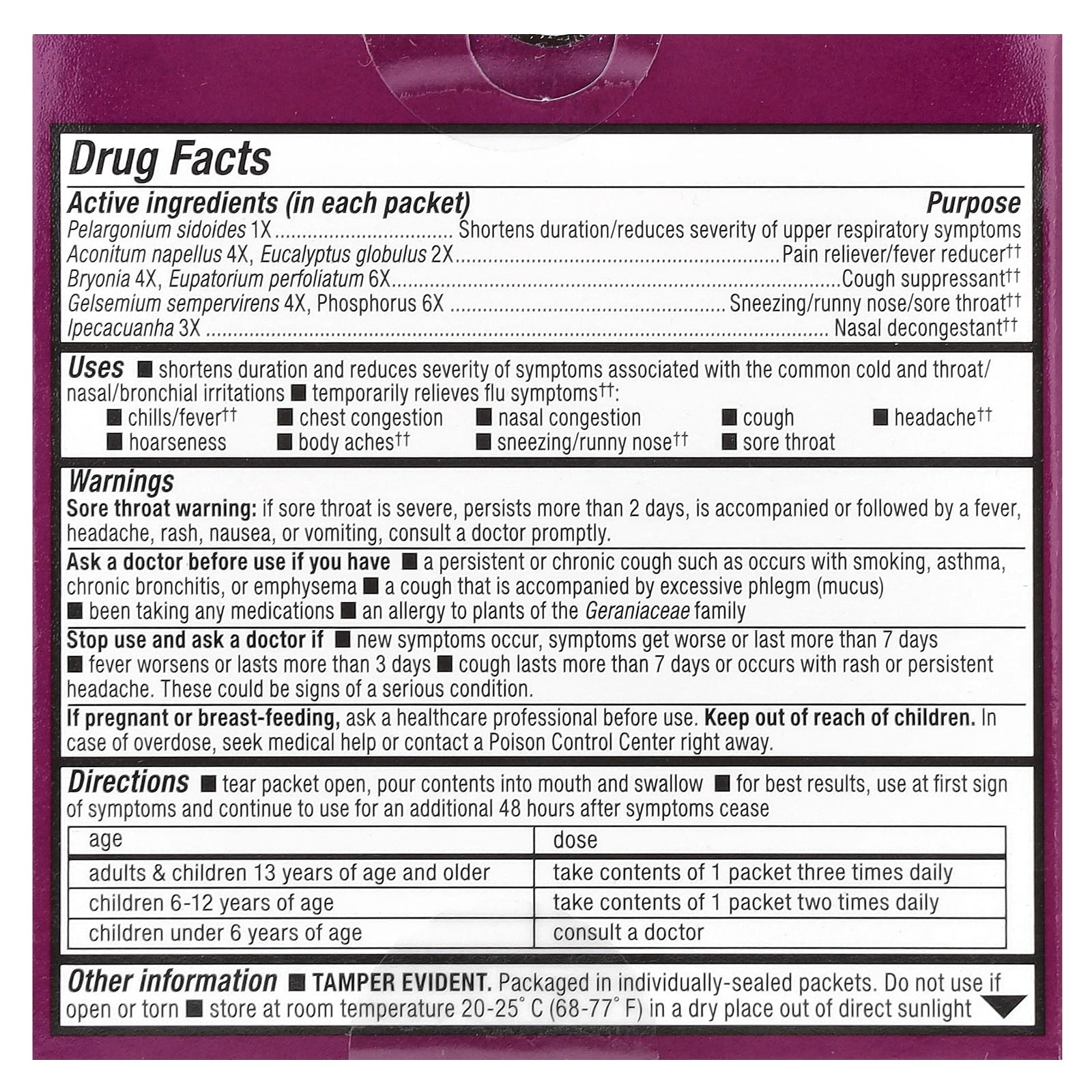 Nature's Way, Umcka®, Cold + Flu Relief Fastactives®, Ages 6+, Berry, 10 Packets, 0.03 oz (0.9 g) each - Image 2
