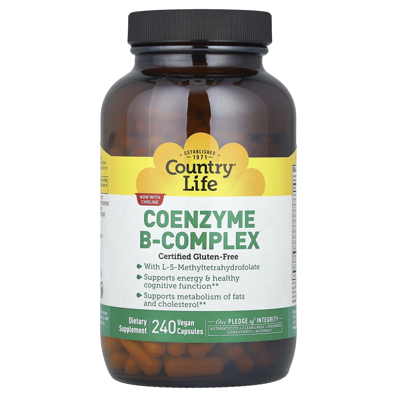 Country Life Coenzyme B-Complex 240 Vegan Capsules - Supports Energy & Cognitive Function - Image 1