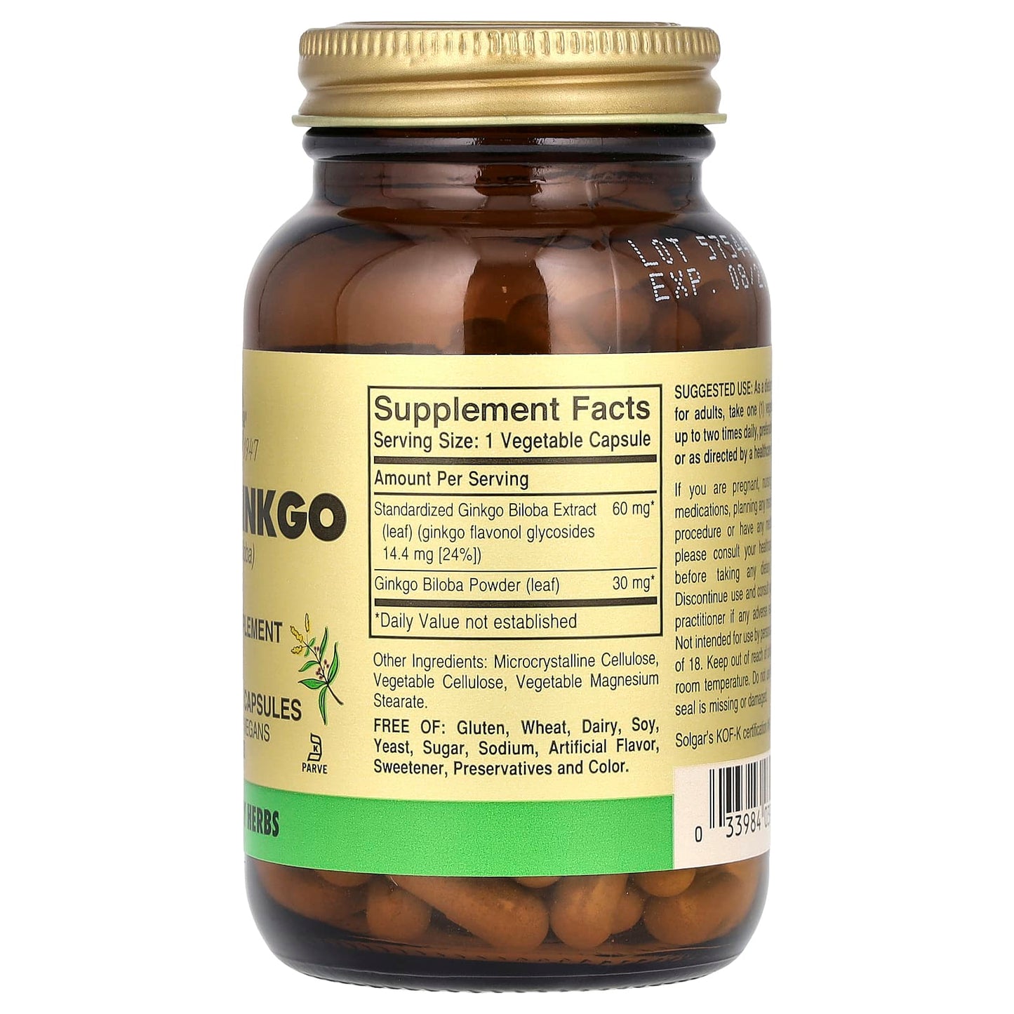 Solgar, Super Ginkgo, 120 Vegetable Capsules - Image 2
