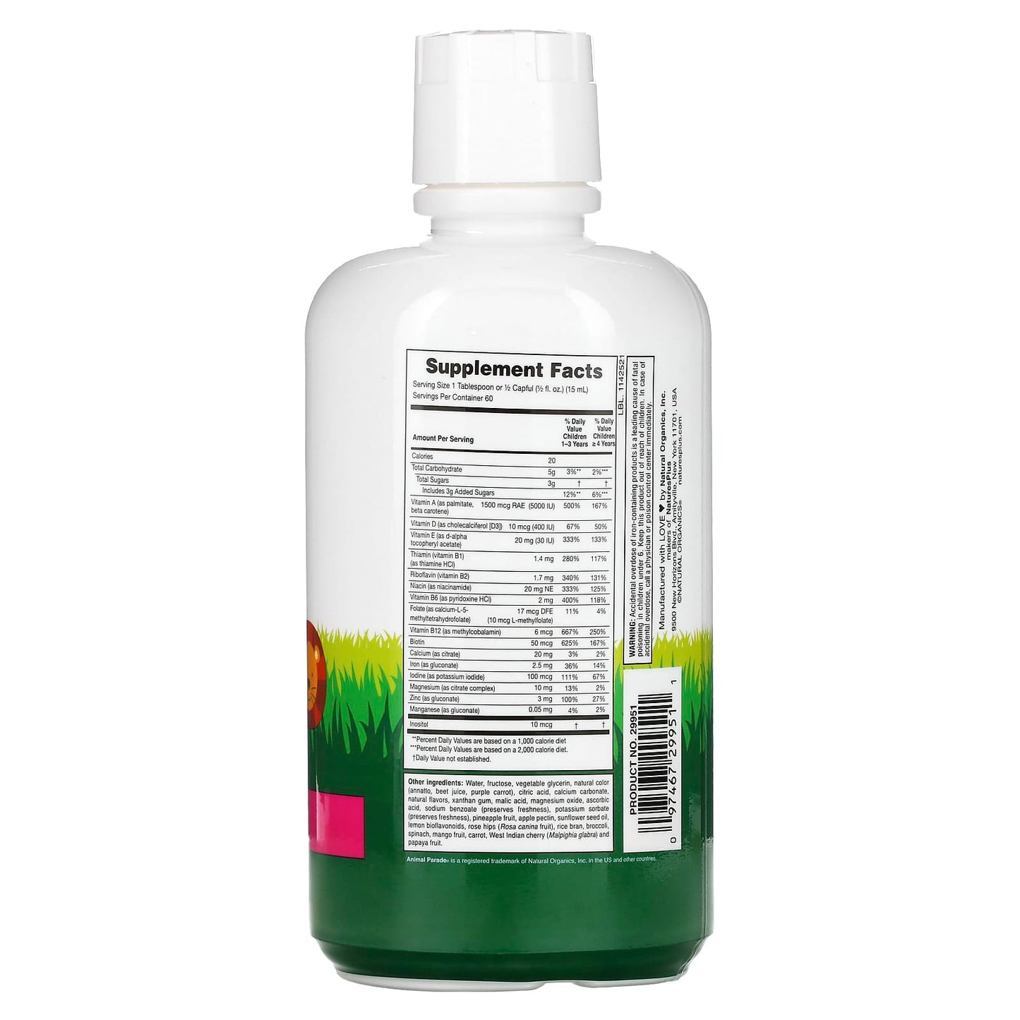 NaturesPlus, Animal Parade, Multivitamin Liquid, Tropical Berry, 30 fl oz (887.1 ml) - Image 2