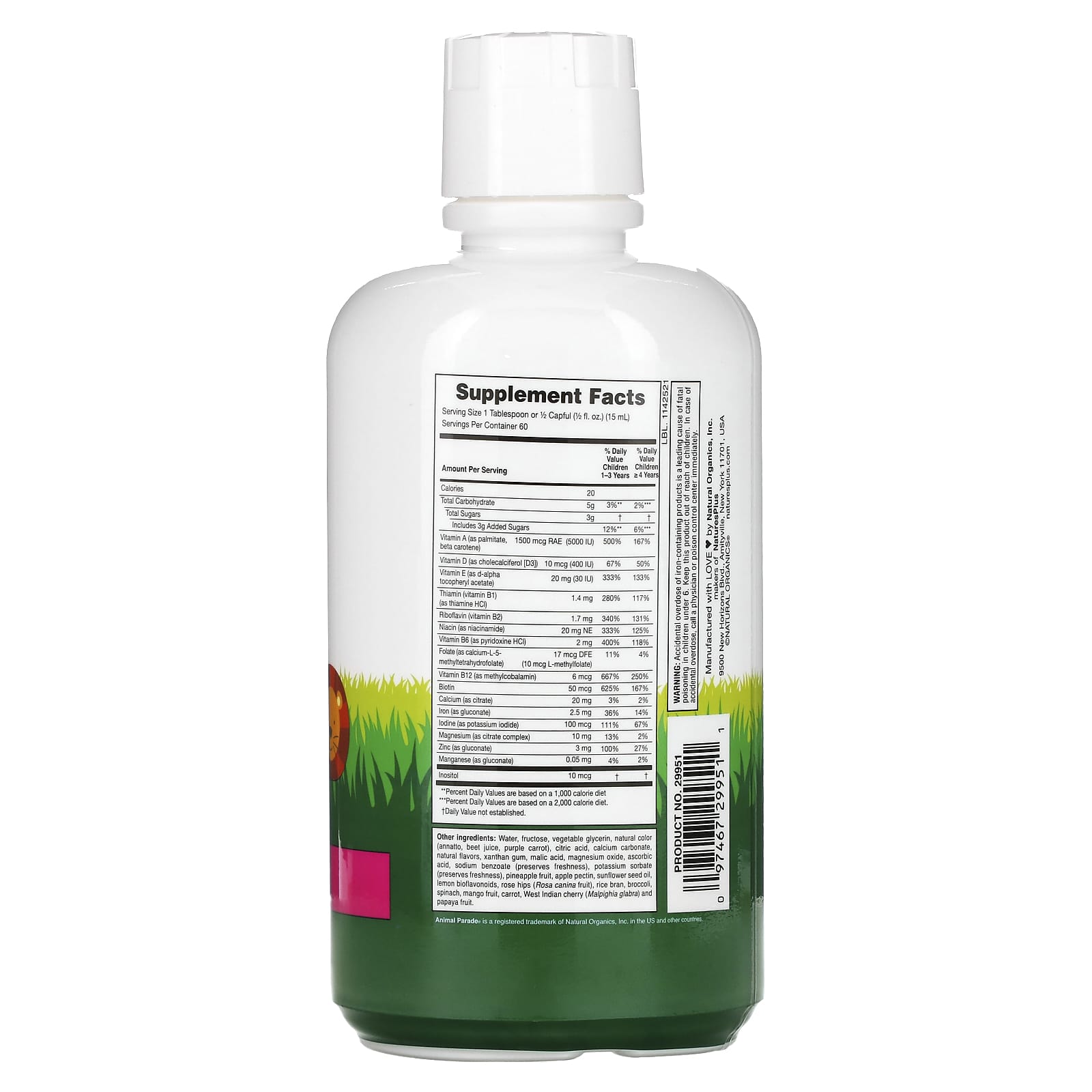 NaturesPlus, Animal Parade, Multivitamin Liquid, Tropical Berry, 30 fl oz (887.1 ml) - Image 2