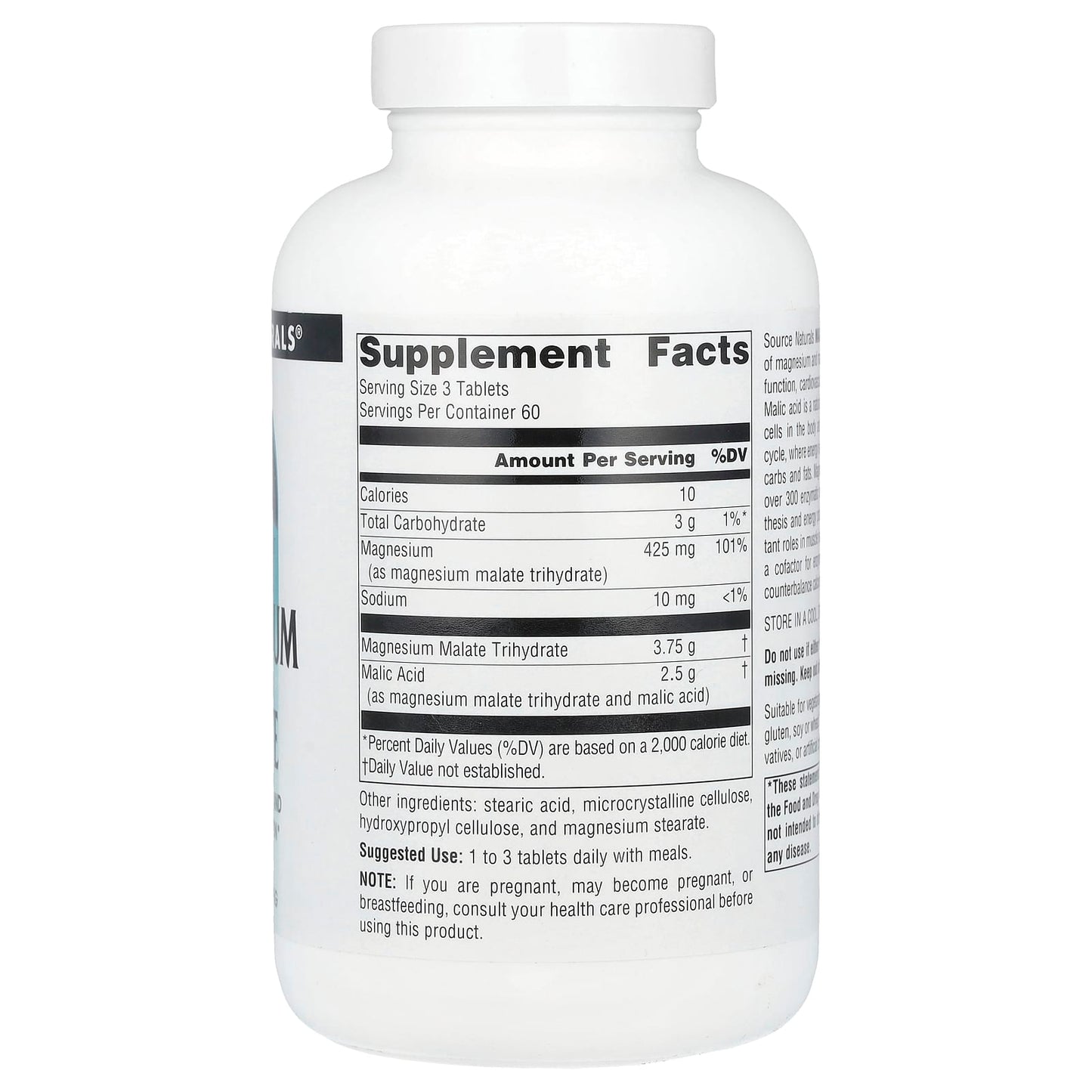 Source Naturals, Magnesium Malate, 180 Tablets - Image 2