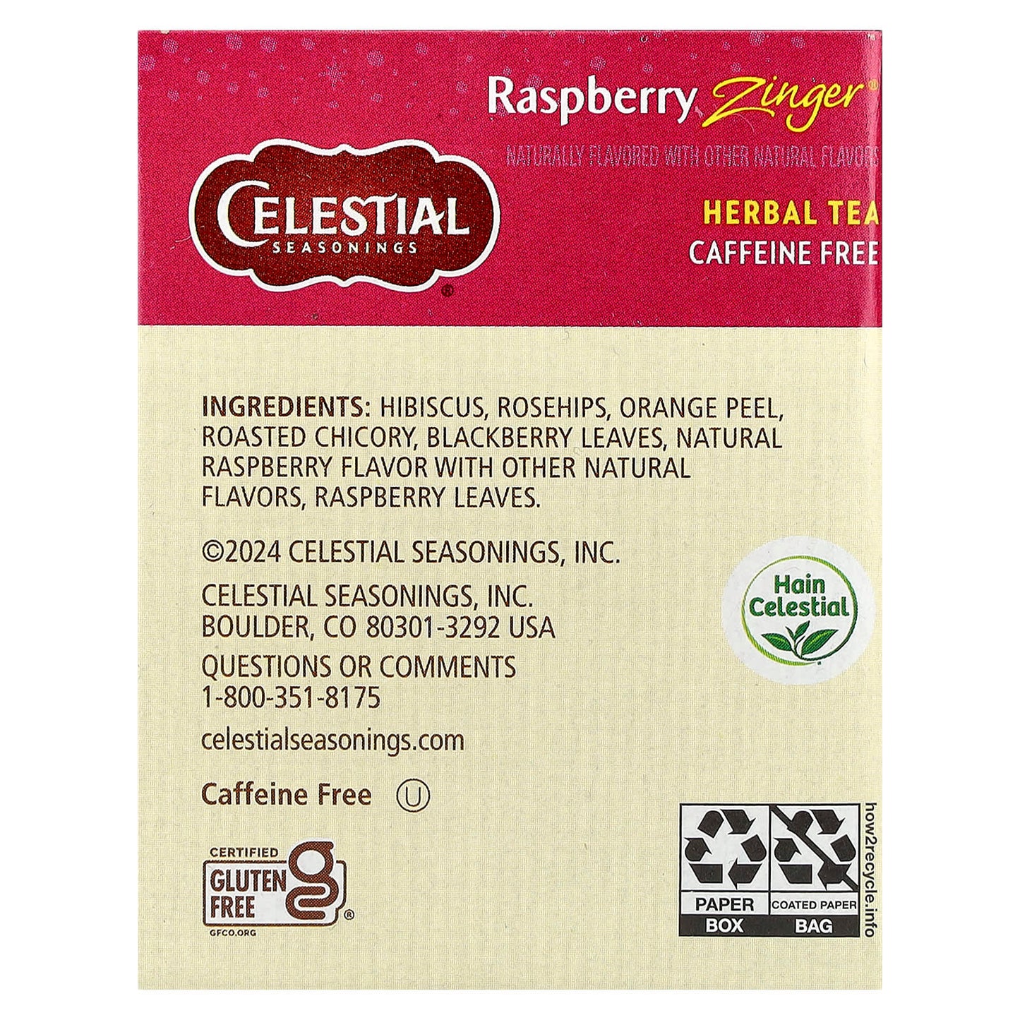 Raspberry Zinger Caffeine Free Herbal Tea | Celestial Seasonings - Image 2