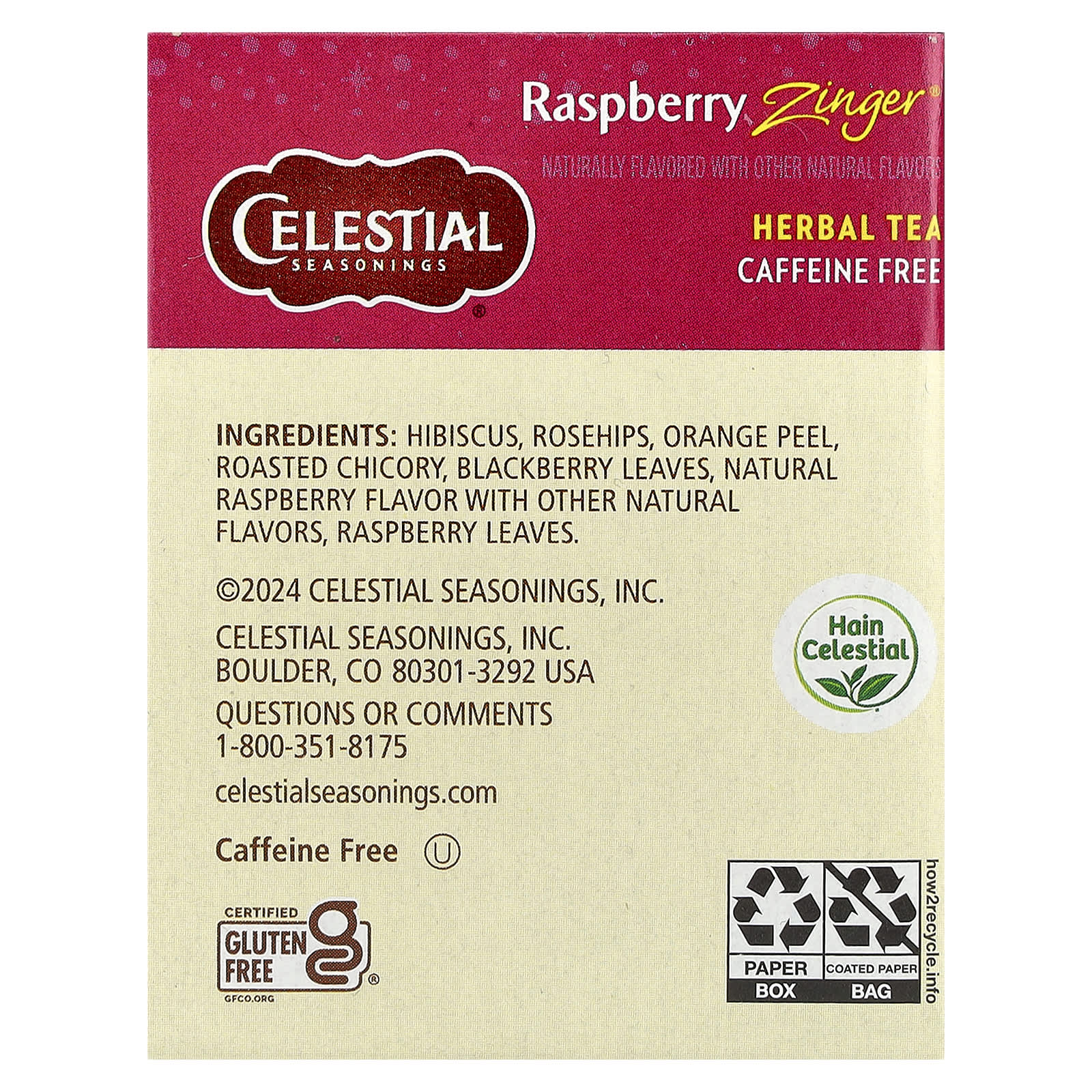 Raspberry Zinger Caffeine Free Herbal Tea | Celestial Seasonings - Image 2