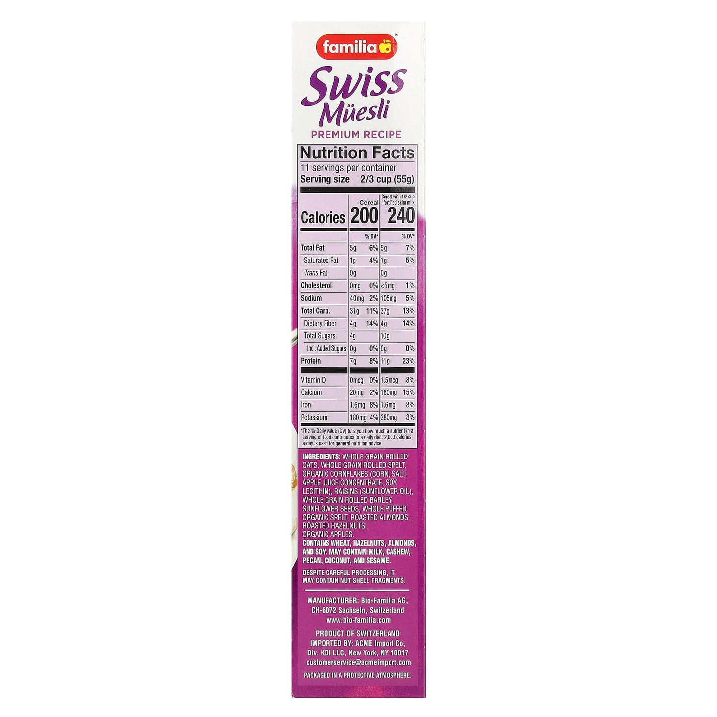 Familia Swiss Muesli, Premium Recipe, No Added Sugar | 595g - Image 2