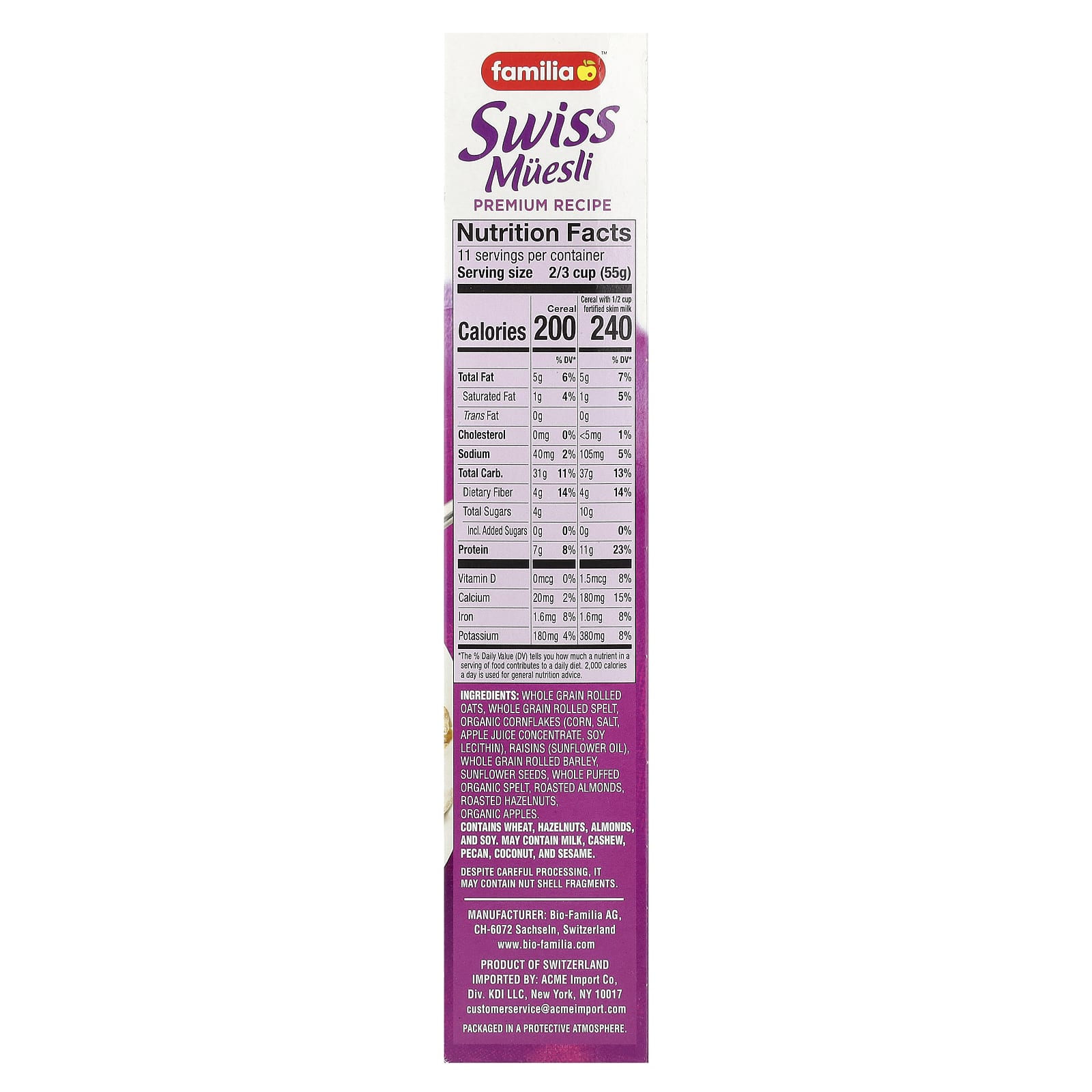 Familia Swiss Muesli, Premium Recipe, No Added Sugar | 595g - Image 2