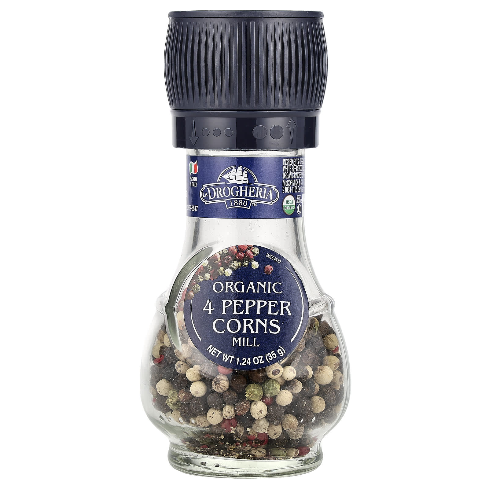 Organic 4 Peppercorns Mill by Drogheria & Alimentari - USDA Certified - Image 1