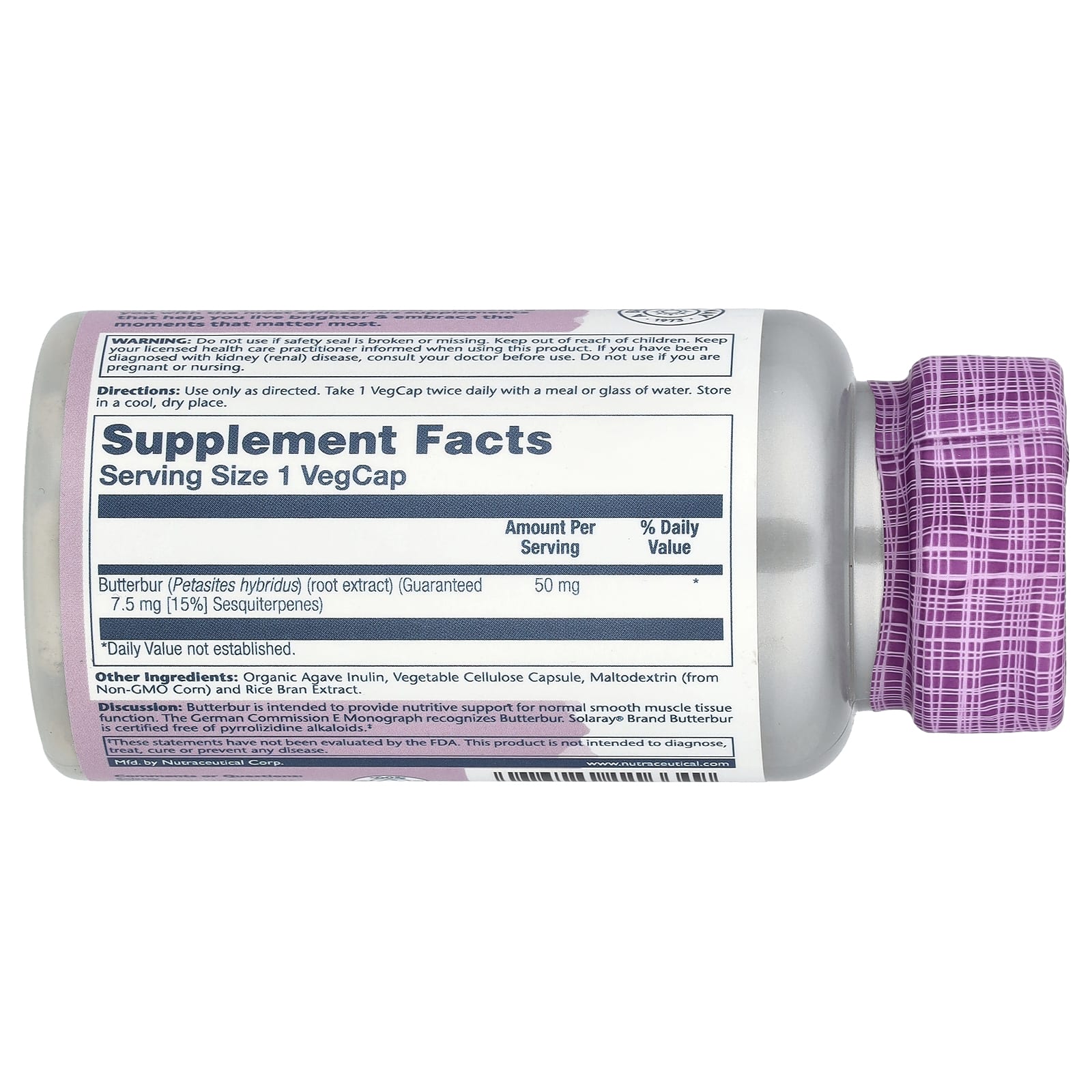 Solaray, Vital Extracts, Butterbur, 50 mg, 60 VegCaps - Image 2
