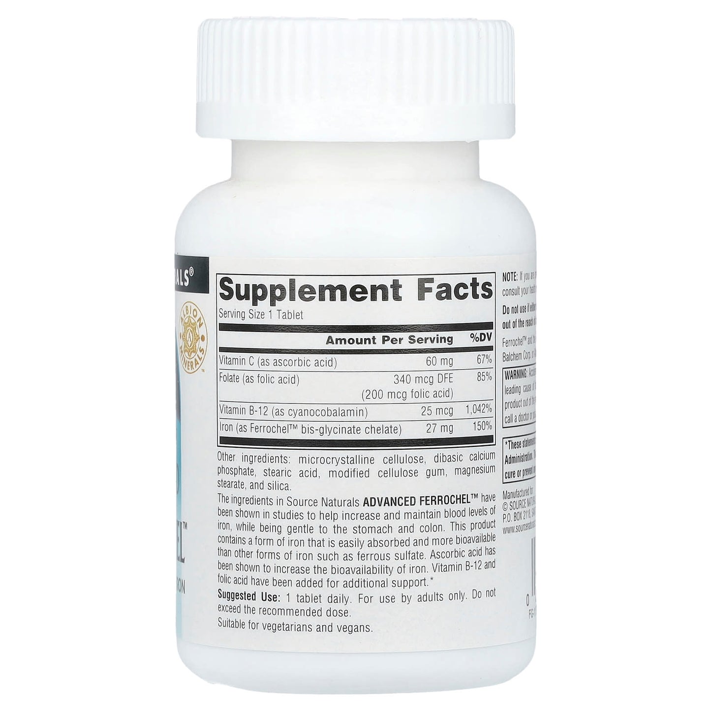 Source Naturals, Advanced Ferrochel™, 180 Tablets - Image 2