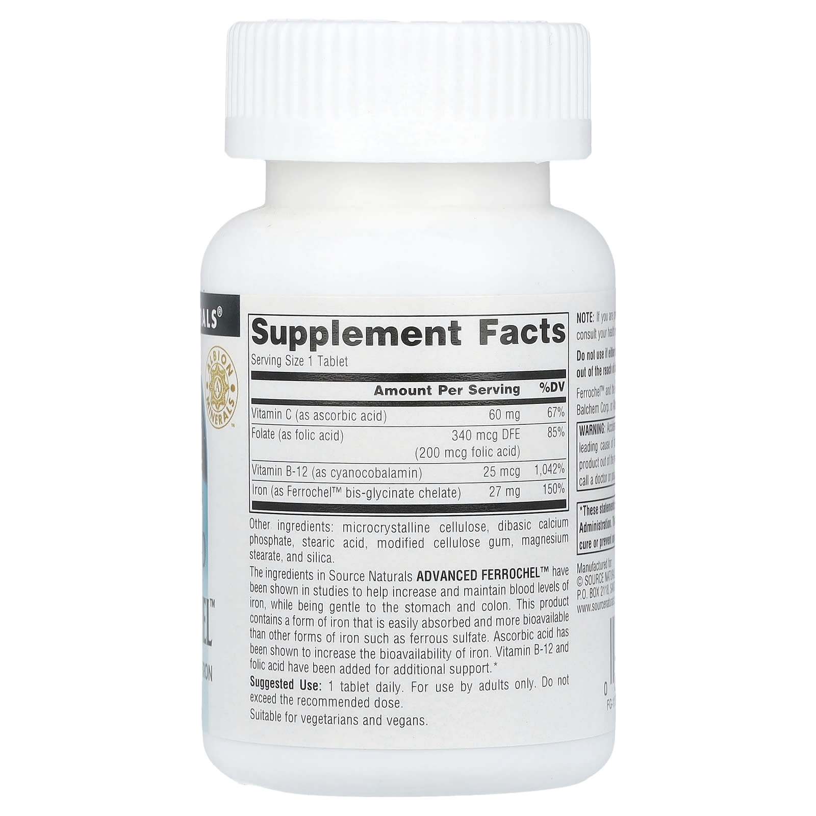Source Naturals, Advanced Ferrochel™, 180 Tablets - Image 2